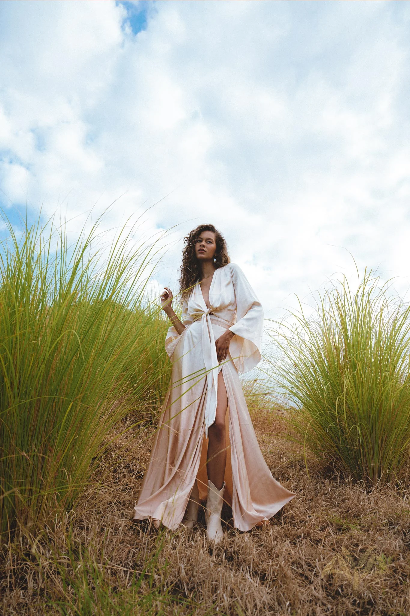 Powder Pink Venus Peace Silk Blouse • Ombre Goddess Top • Boho Wrap Top - Image 10