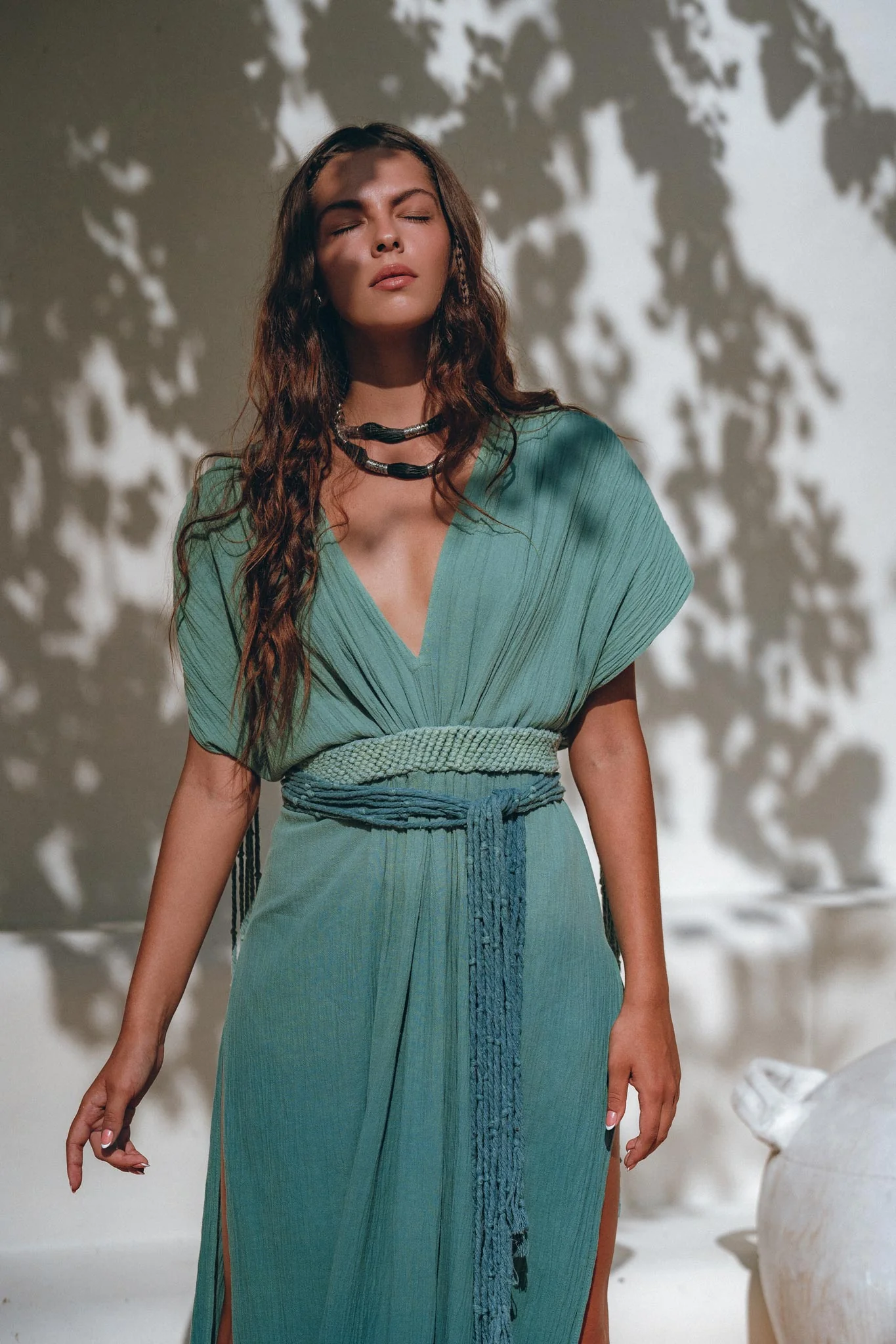 Organic Dress • Boho Wedding Dress • Botanically Dyed Turquoise Dress - Image 5