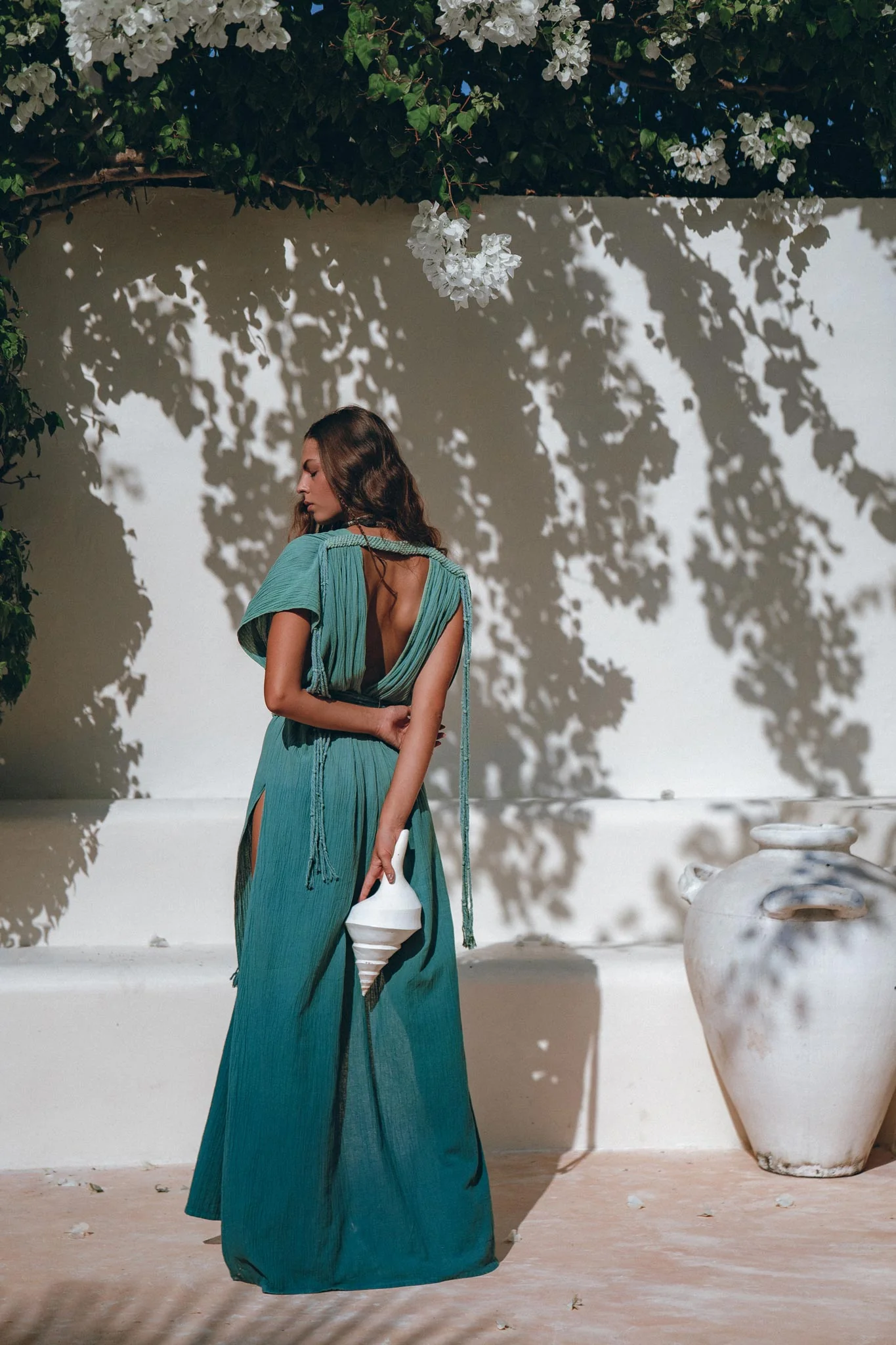 Organic Dress • Boho Wedding Dress • Botanically Dyed Turquoise Dress - Image 6
