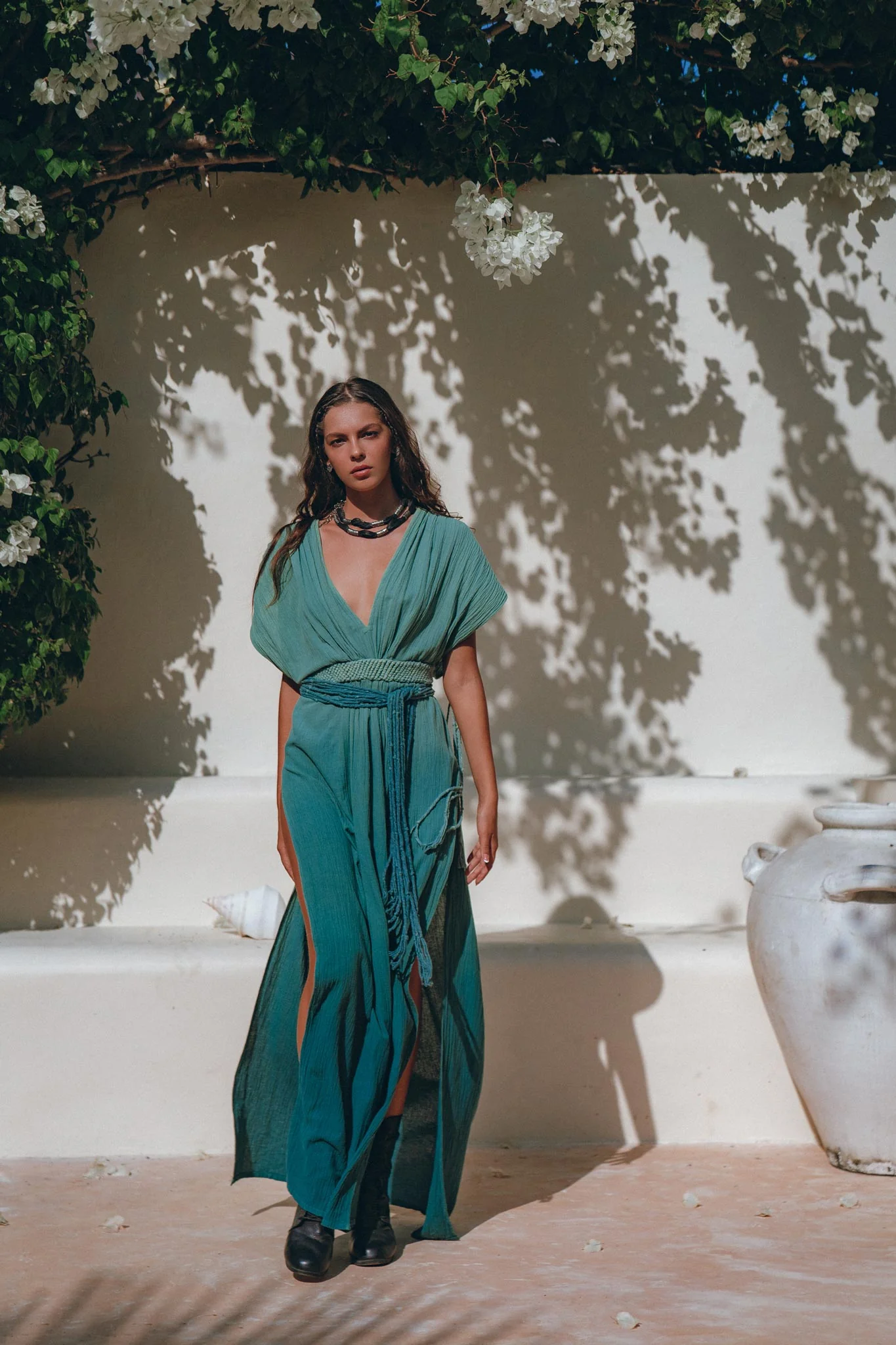 Organic Dress • Boho Wedding Dress • Botanically Dyed Turquoise Dress - Image 9