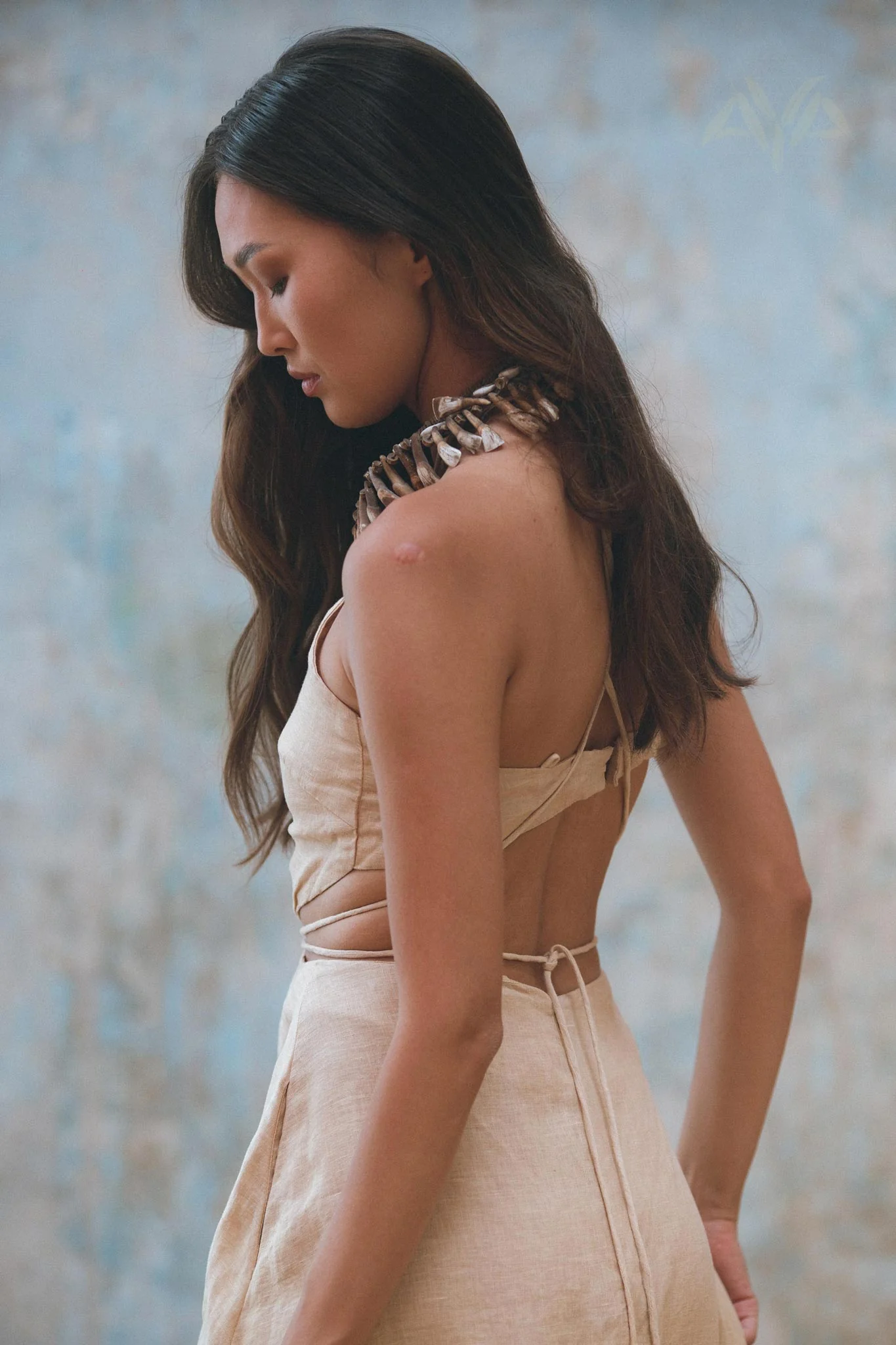 Golden Freyja Dress • Organic Open Sides Maxi Dress • Ombre Beige Bridesmaid Romantic Dress - Image 3