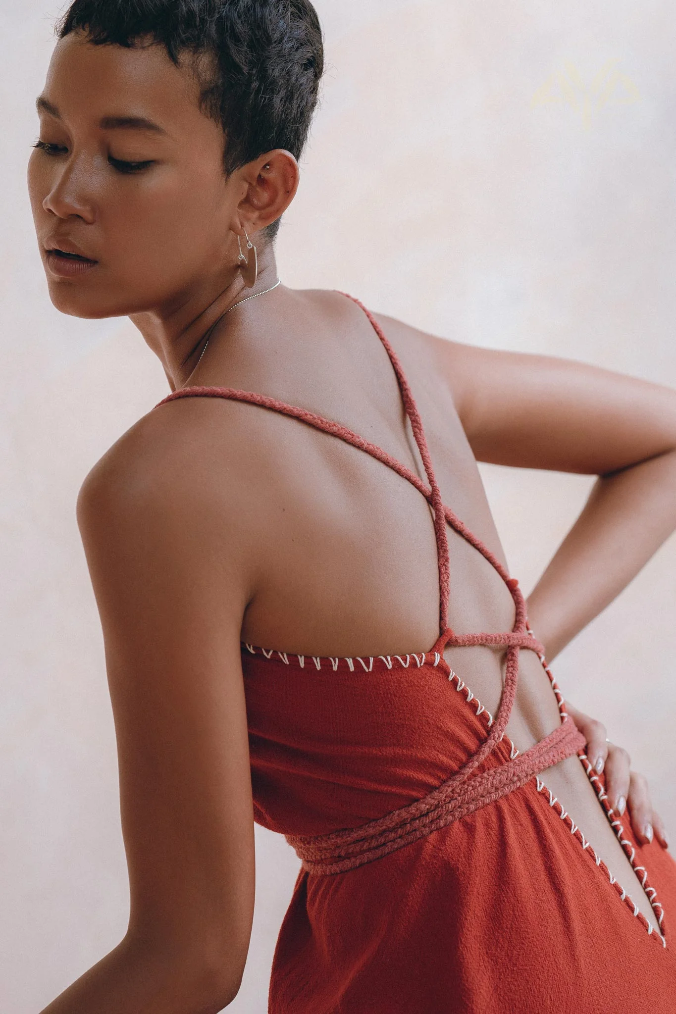 Organic Red Cotton Maxi Dress • Sleeveless Hand Embroidered Dress - Image 8