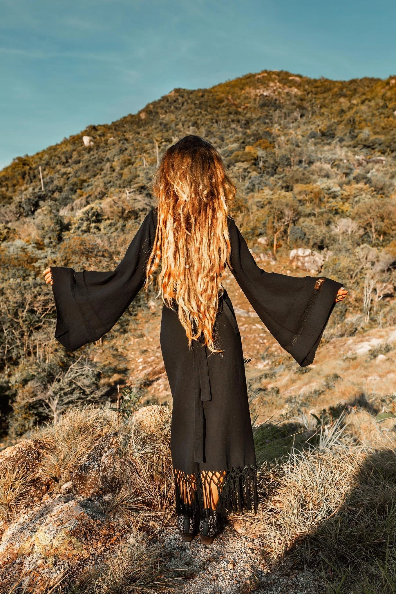 Black Organic Top Women • Wide Sleeve Wrap Top Kimono Blouse - Image 10