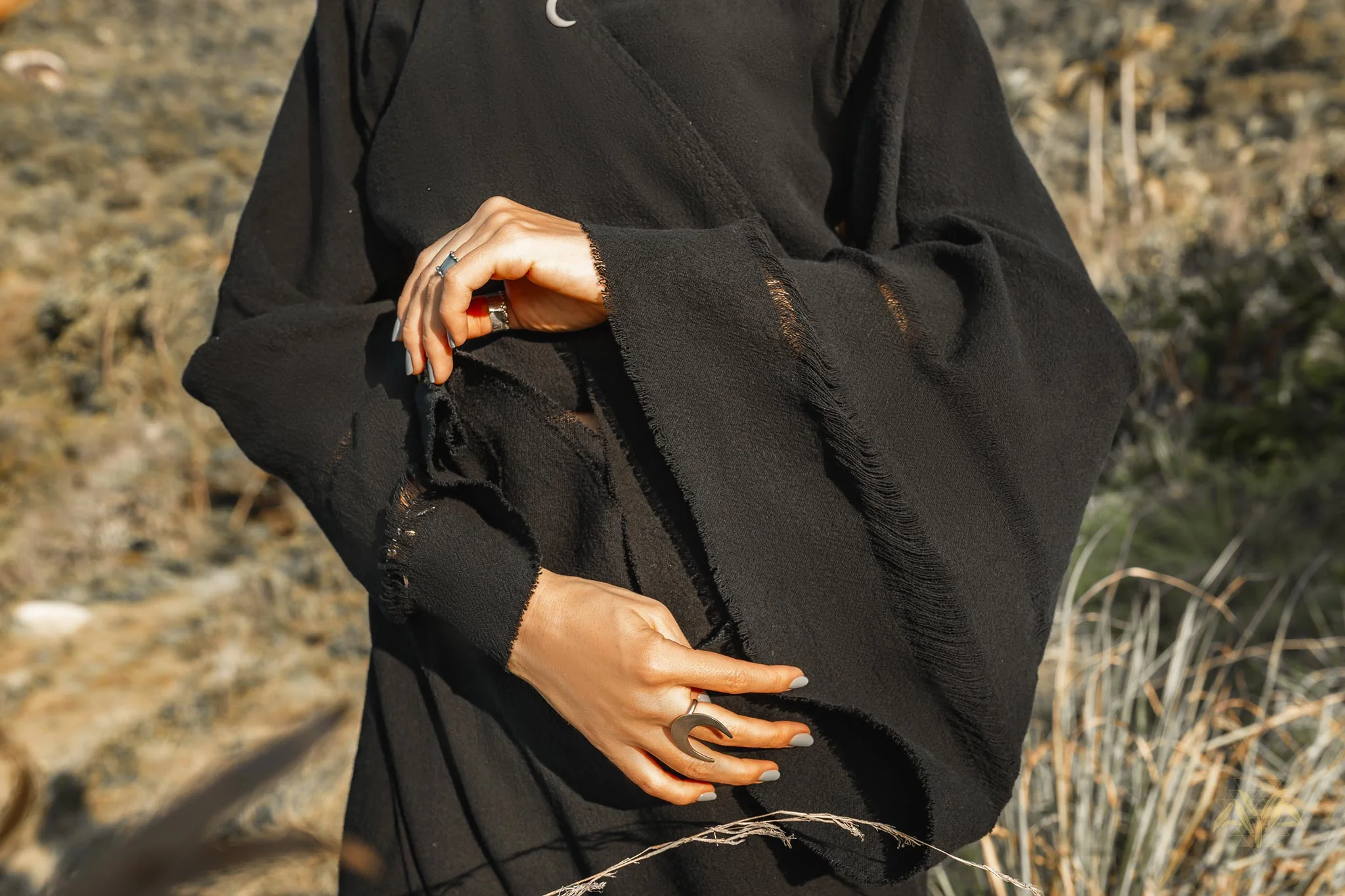 Black Organic Top Women • Wide Sleeve Wrap Top Kimono Blouse - Image 4