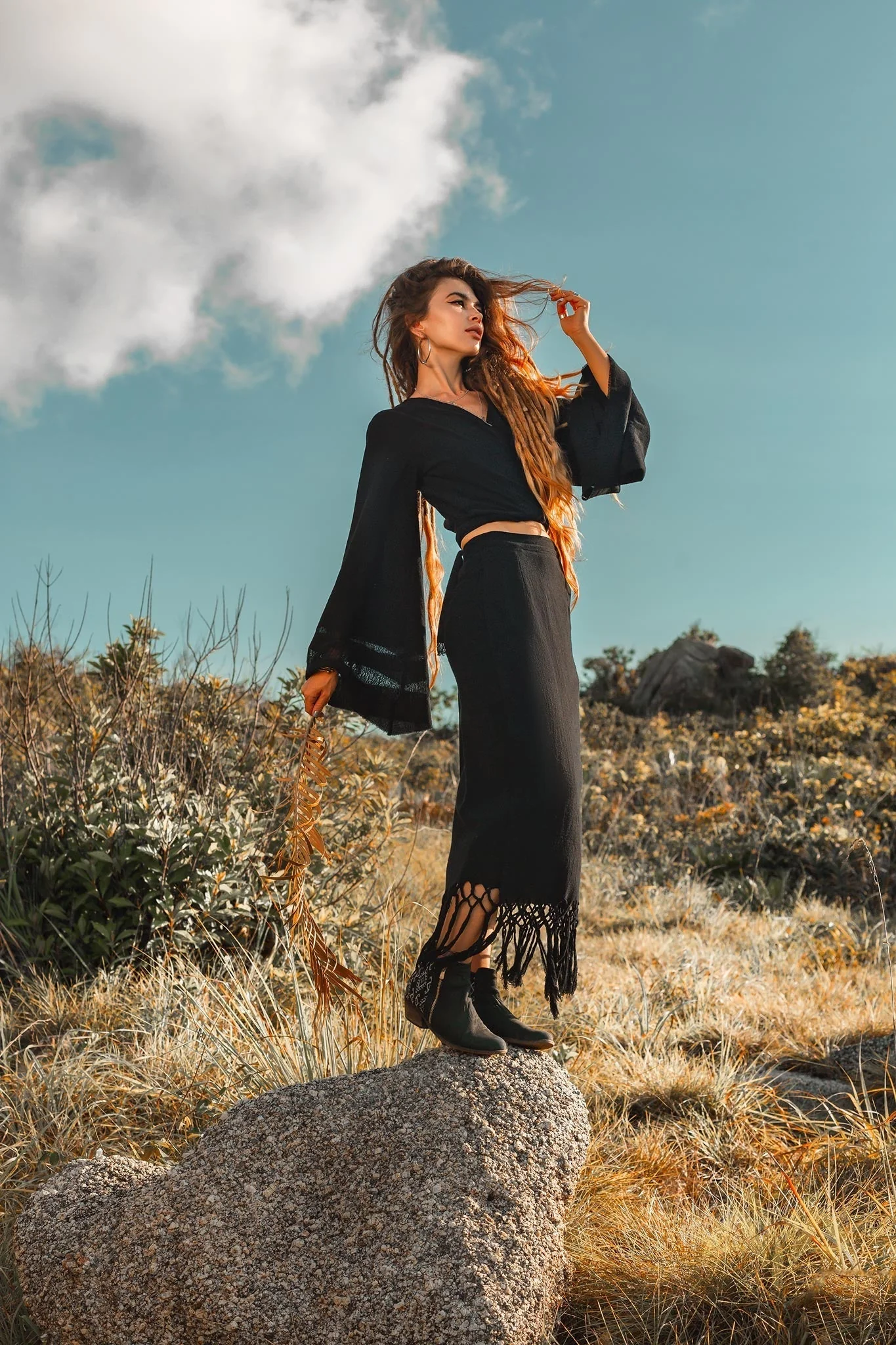 Black Organic Top Women • Wide Sleeve Wrap Top Kimono Blouse - Image 6