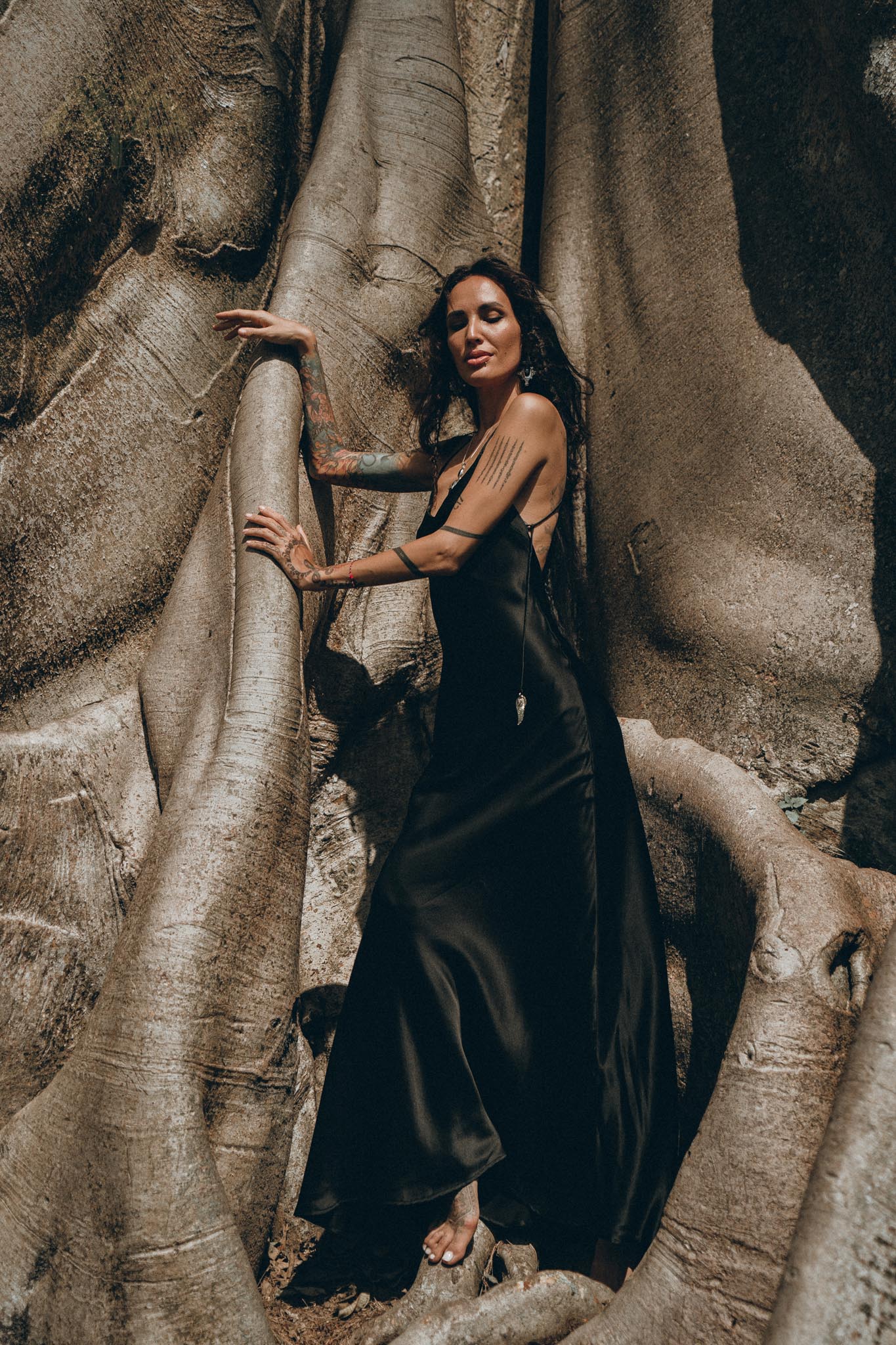 Peace Silk Slip Dress • Natural Silk Dress Women • Black Long Maxi Dress - Image 6