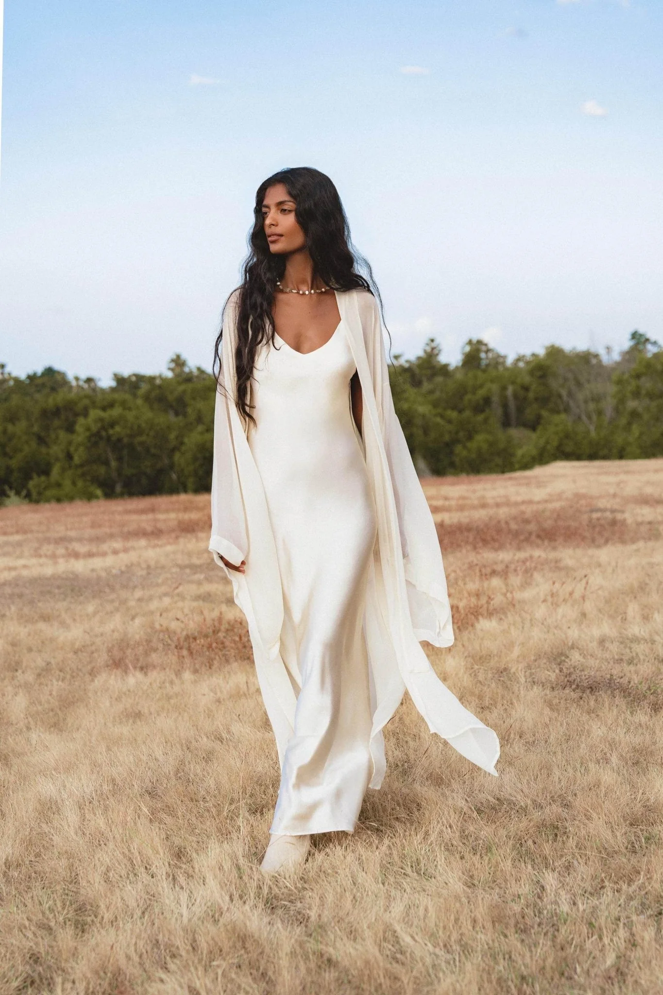 Silk Chiffon Kimono for Women, Sheer Silk Bridal Cover Up, Boho Wedding Robe, Lightweight Resort Wear, Handmade Silk Duster - Image 12