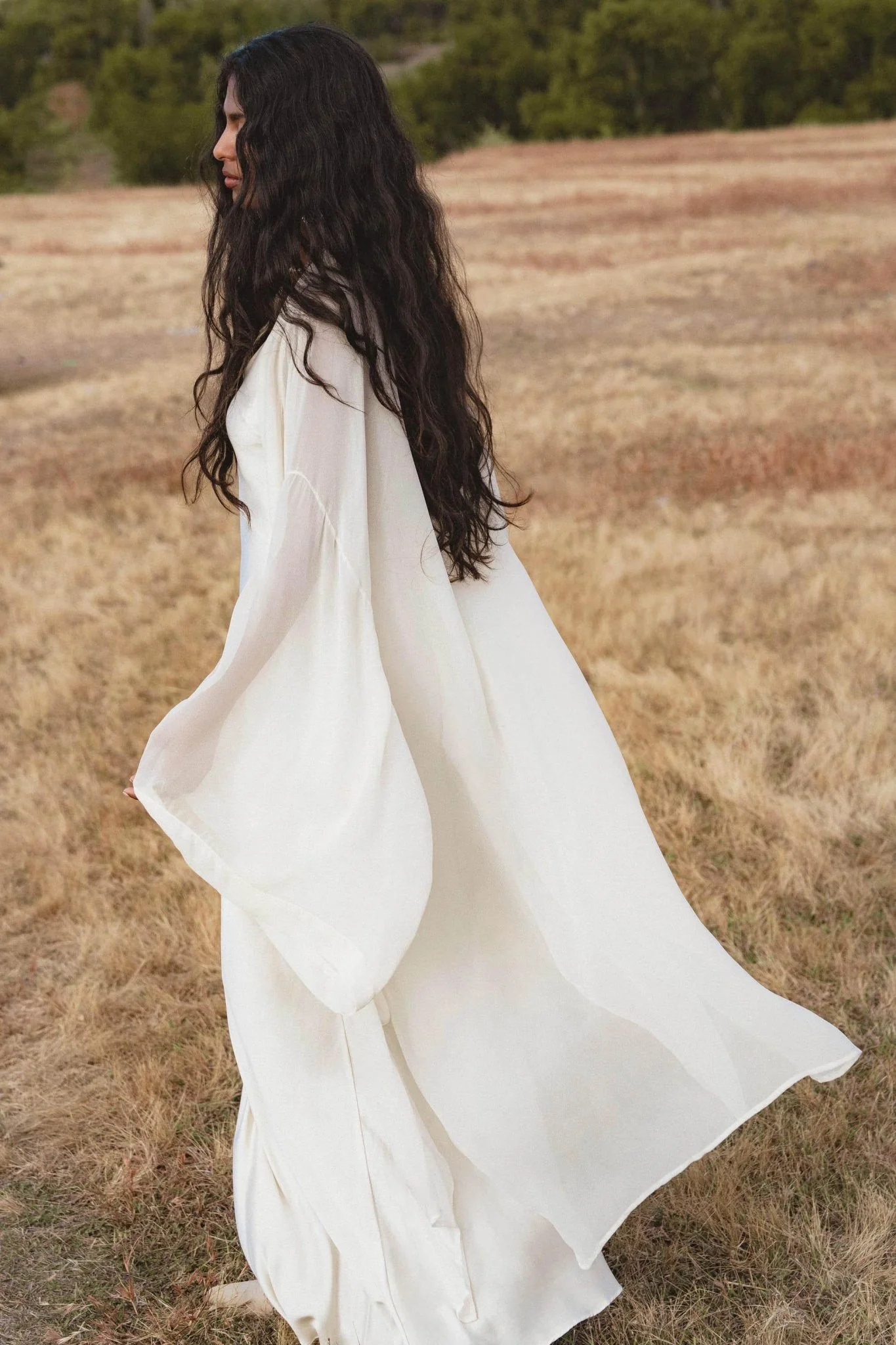 Silk Chiffon Kimono for Women, Sheer Silk Bridal Cover Up, Boho Wedding Robe, Lightweight Resort Wear, Handmade Silk Duster - Image 13