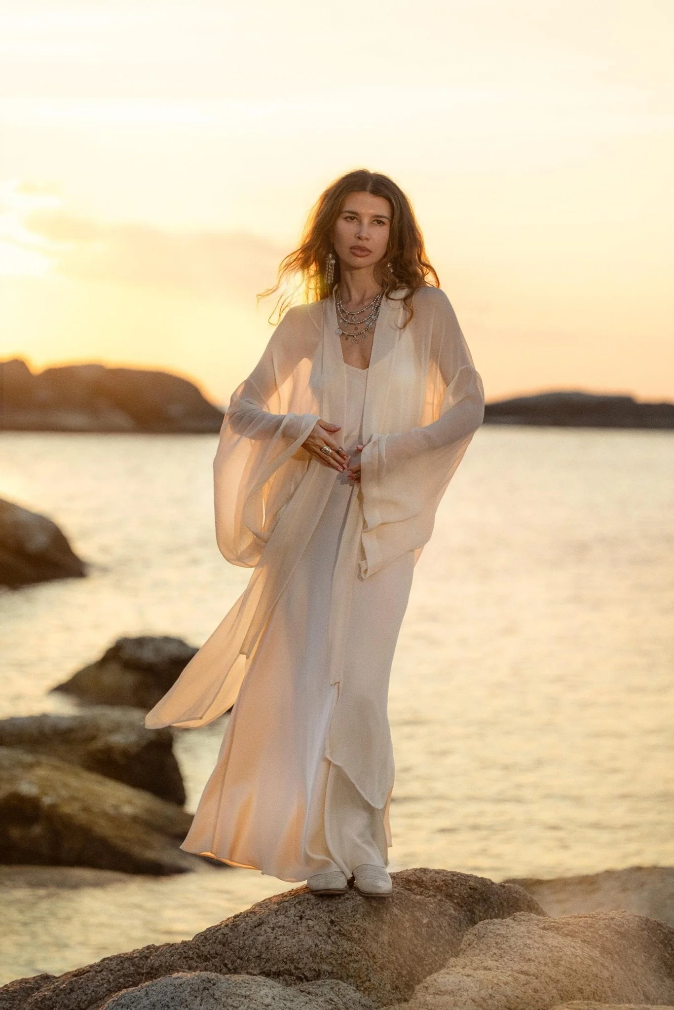 Silk Chiffon Kimono for Women, Sheer Silk Bridal Cover Up, Boho Wedding Robe, Lightweight Resort Wear, Handmade Silk Duster - Image 6