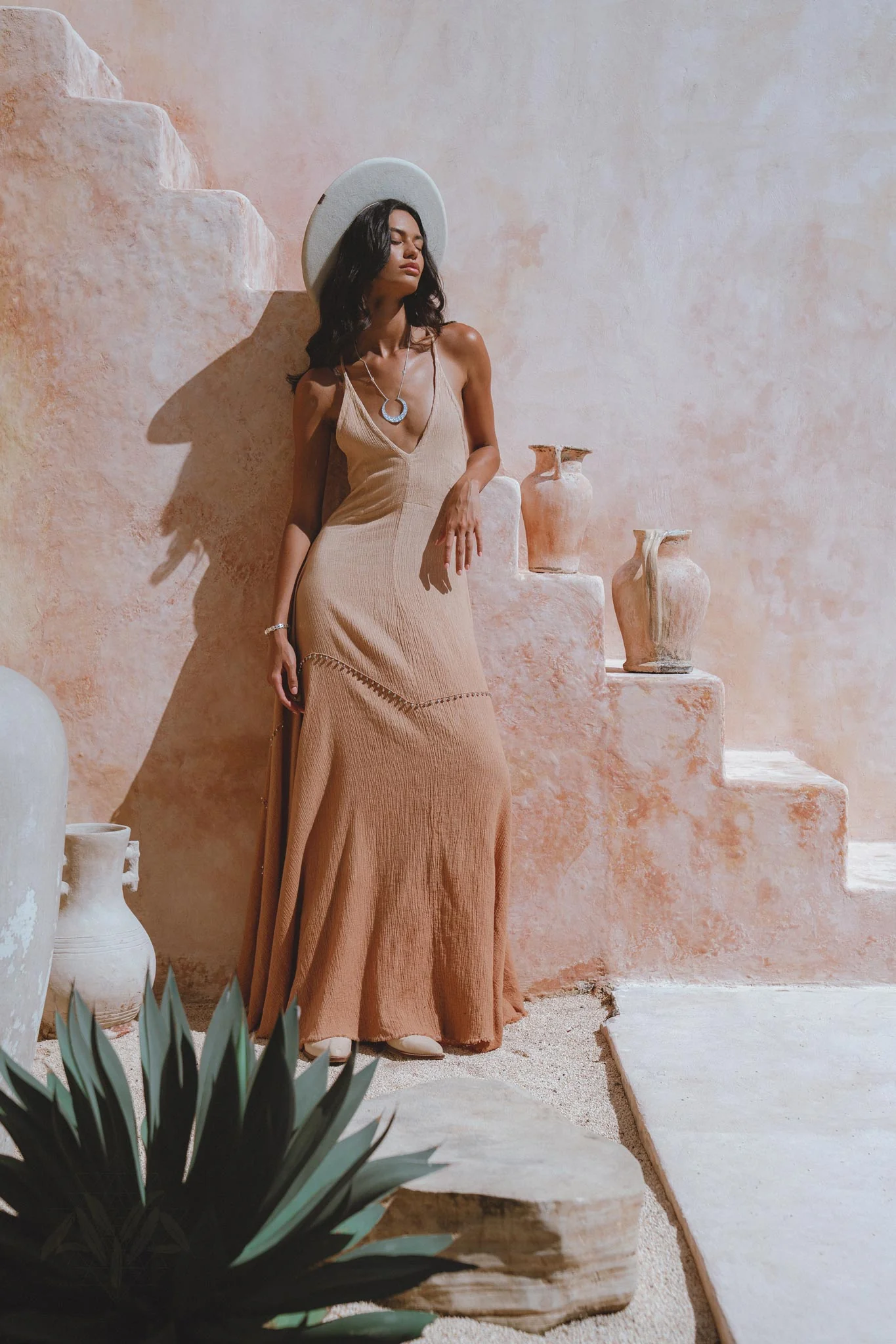 Shakti Dress Powder Pink • Boho Sexy Open Neckline Dress • Ombre Greek Cocktail Dress - Image 10