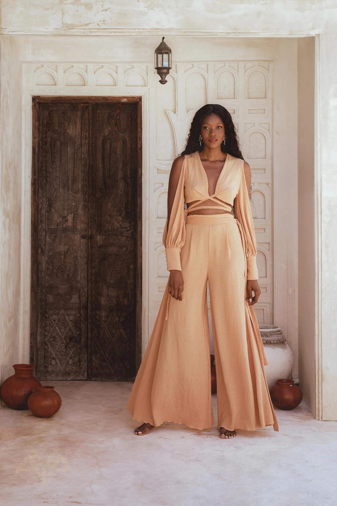 Dusty Pink Ambrosia Set Top and Pants • Organic Boho Top & Trousers for Women • Casual Set - Image 2
