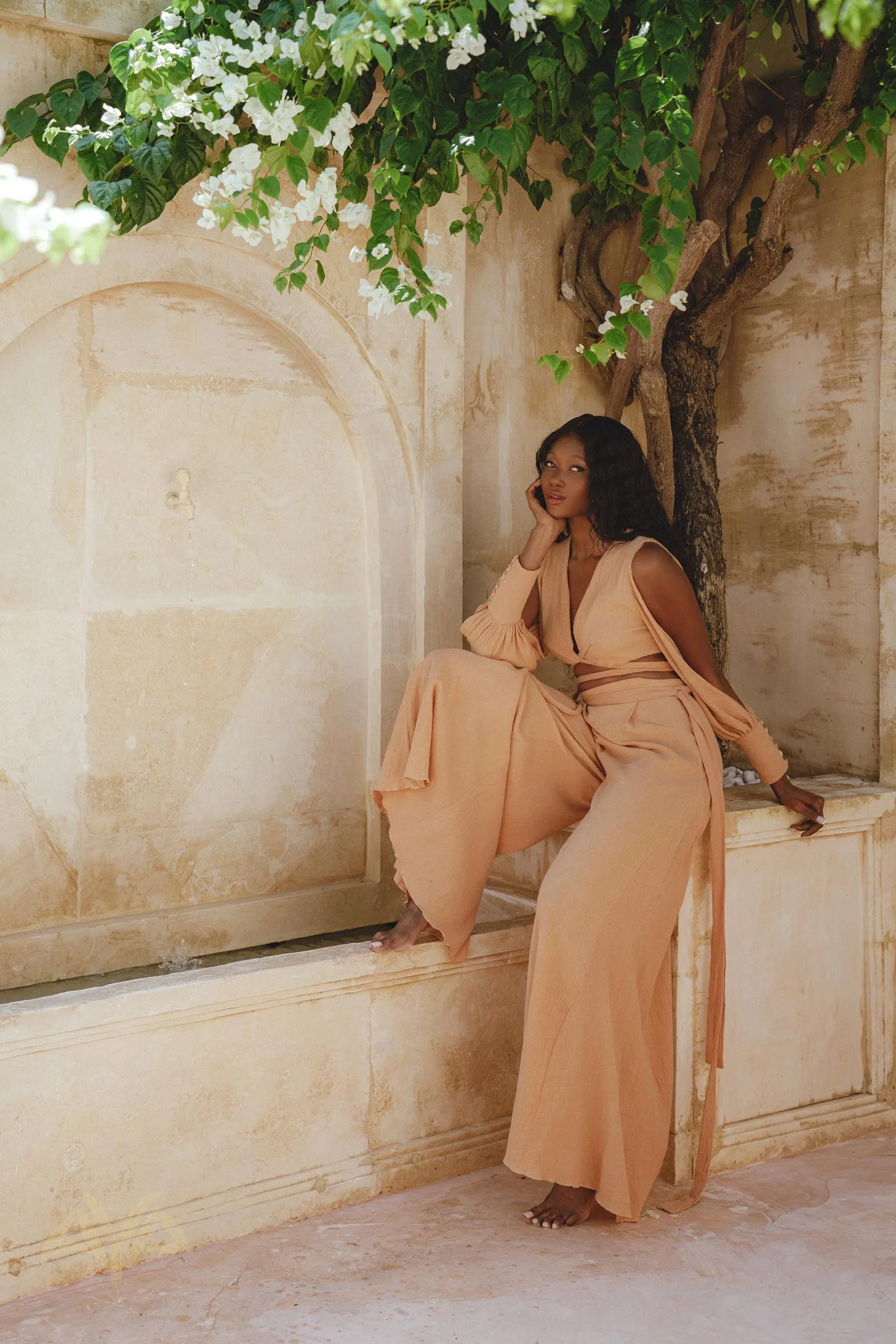 Dusty Pink Ambrosia Set Top and Pants • Organic Boho Top & Trousers for Women • Casual Set - Image 4