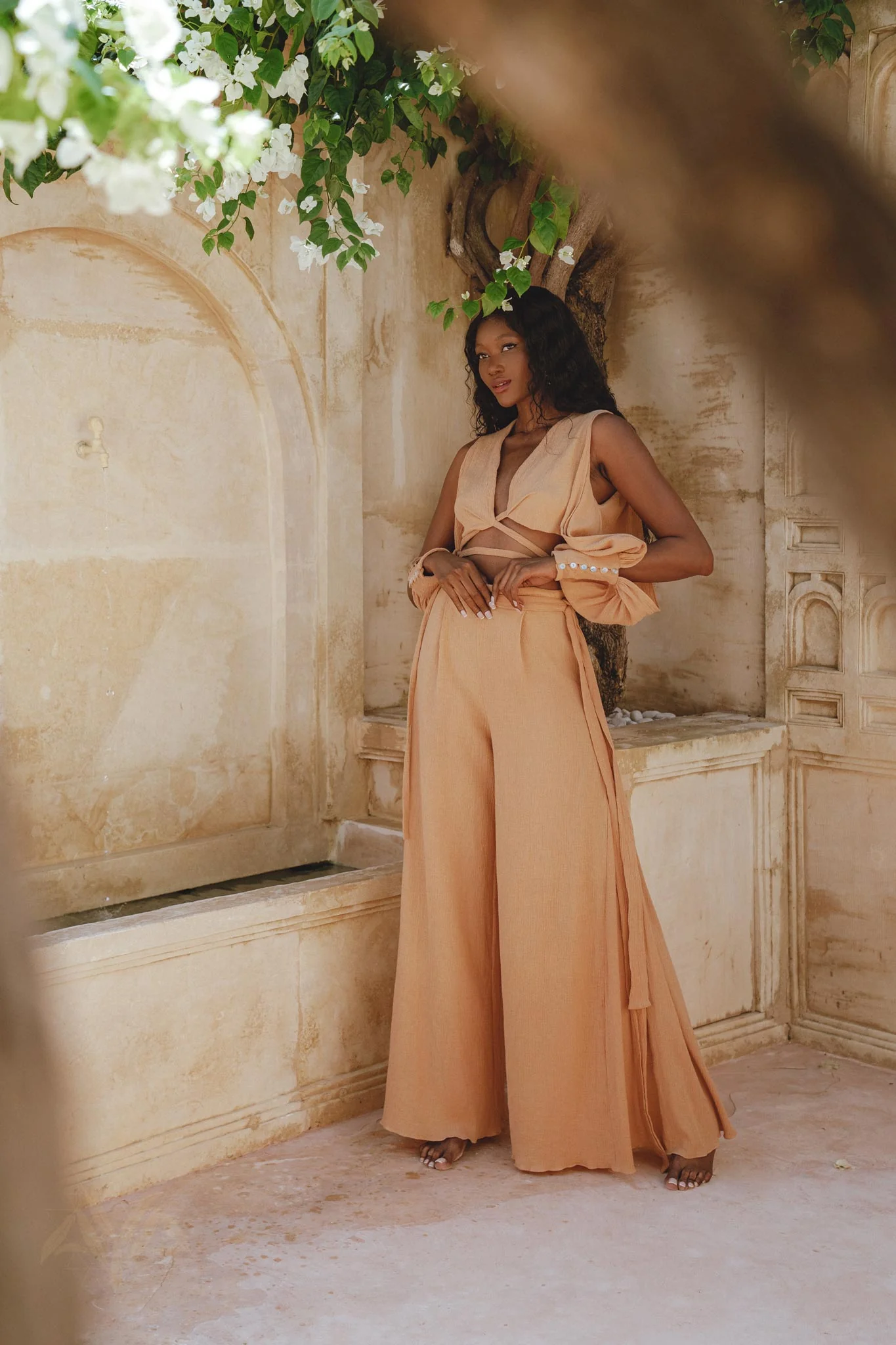 Dusty Pink Ambrosia Set Top and Pants • Organic Boho Top & Trousers for Women • Casual Set - Image 6