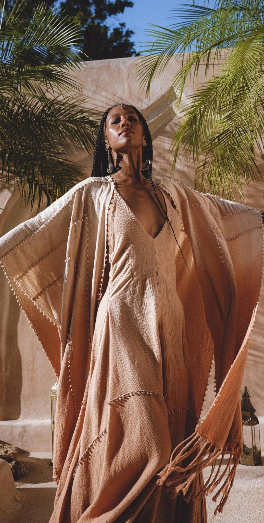 Powder Pink Boho Poncho • Bohemian Cape • Plus Size Clothing • Wrap Shawl • Ombre Sustainable Mantel - Image 5