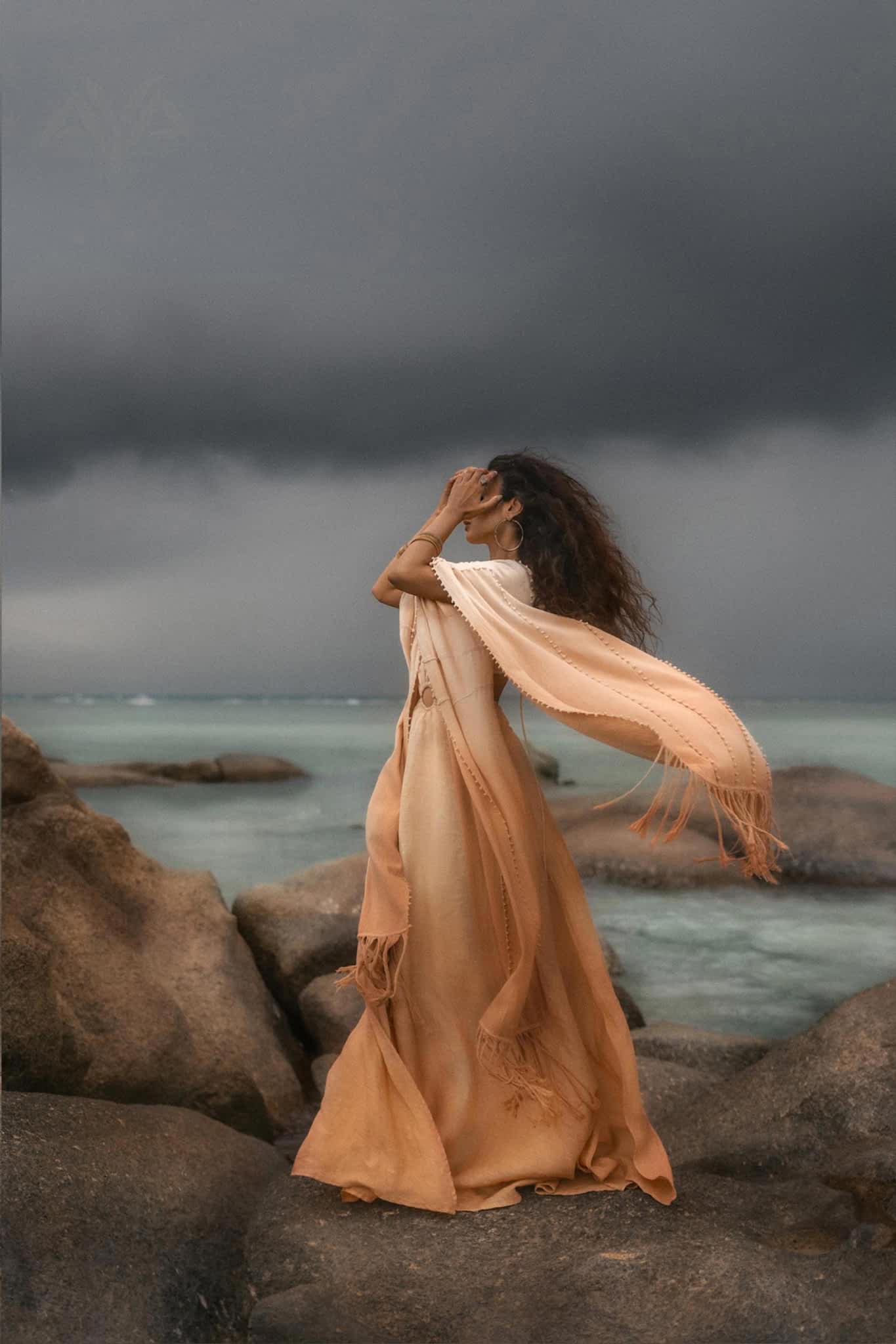 Powder Pink Boho Poncho • Bohemian Cape • Plus Size Clothing • Wrap Shawl • Ombre Sustainable Mantel - Image 9