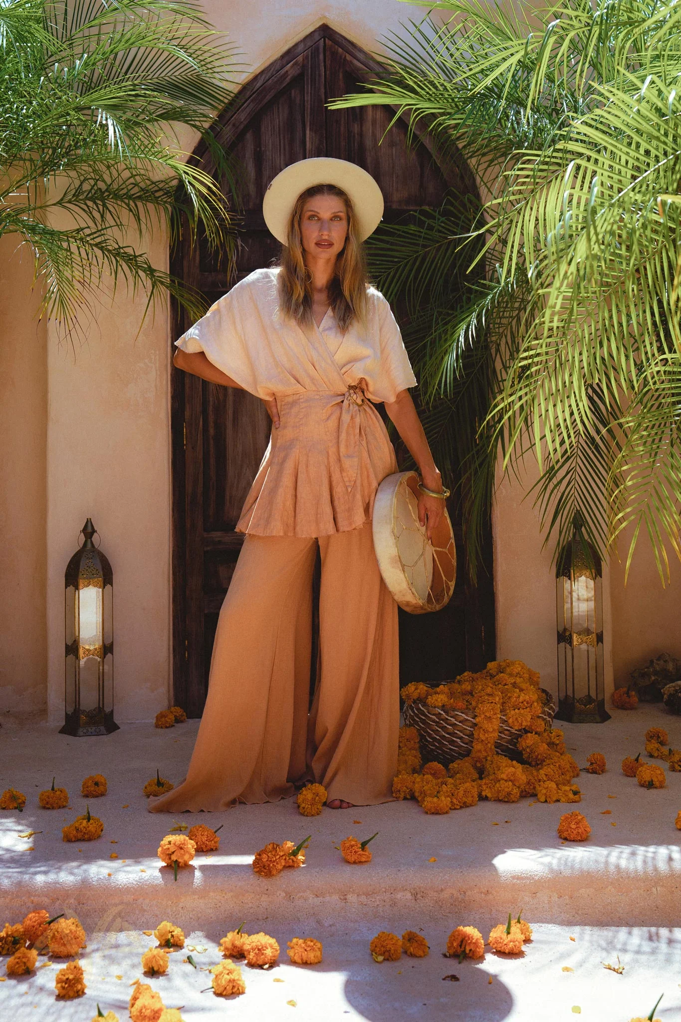 Ombre Light Pink Dyed Mini Wrap Dress • Organic Summer Vacation Linen Dress - Image 8