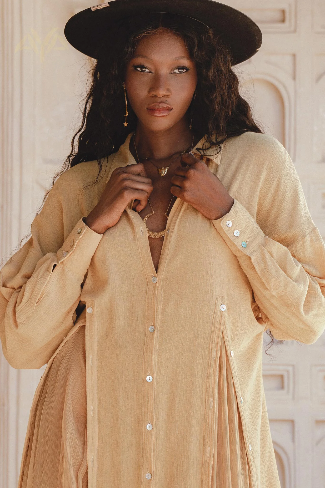 Ochre Kannika Shirt Dress • Light Cover Up Buttoned Dress • Multiway Button Down Dress - Image 3