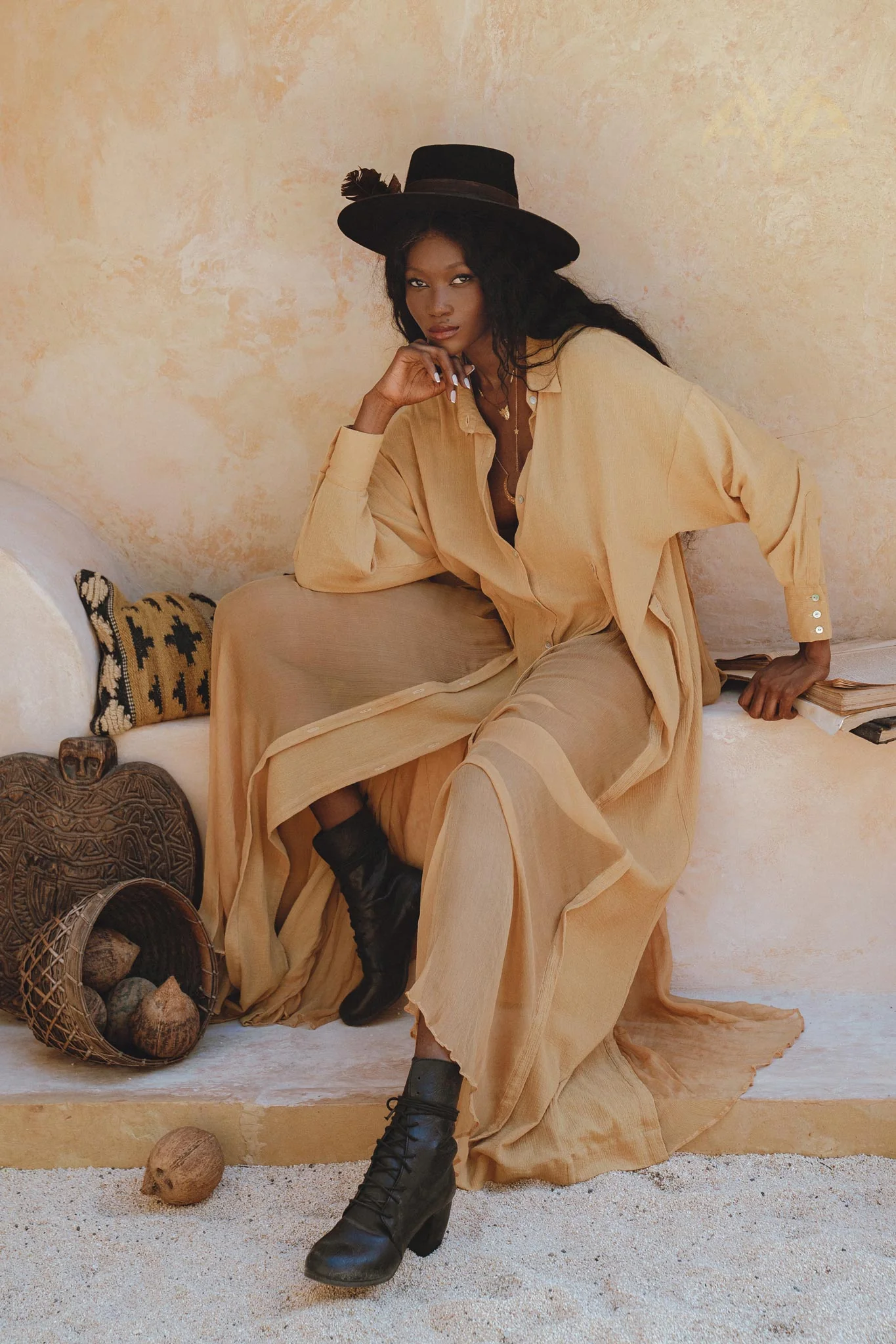 Ochre Kannika Shirt Dress • Light Cover Up Buttoned Dress • Multiway Button Down Dress - Image 4