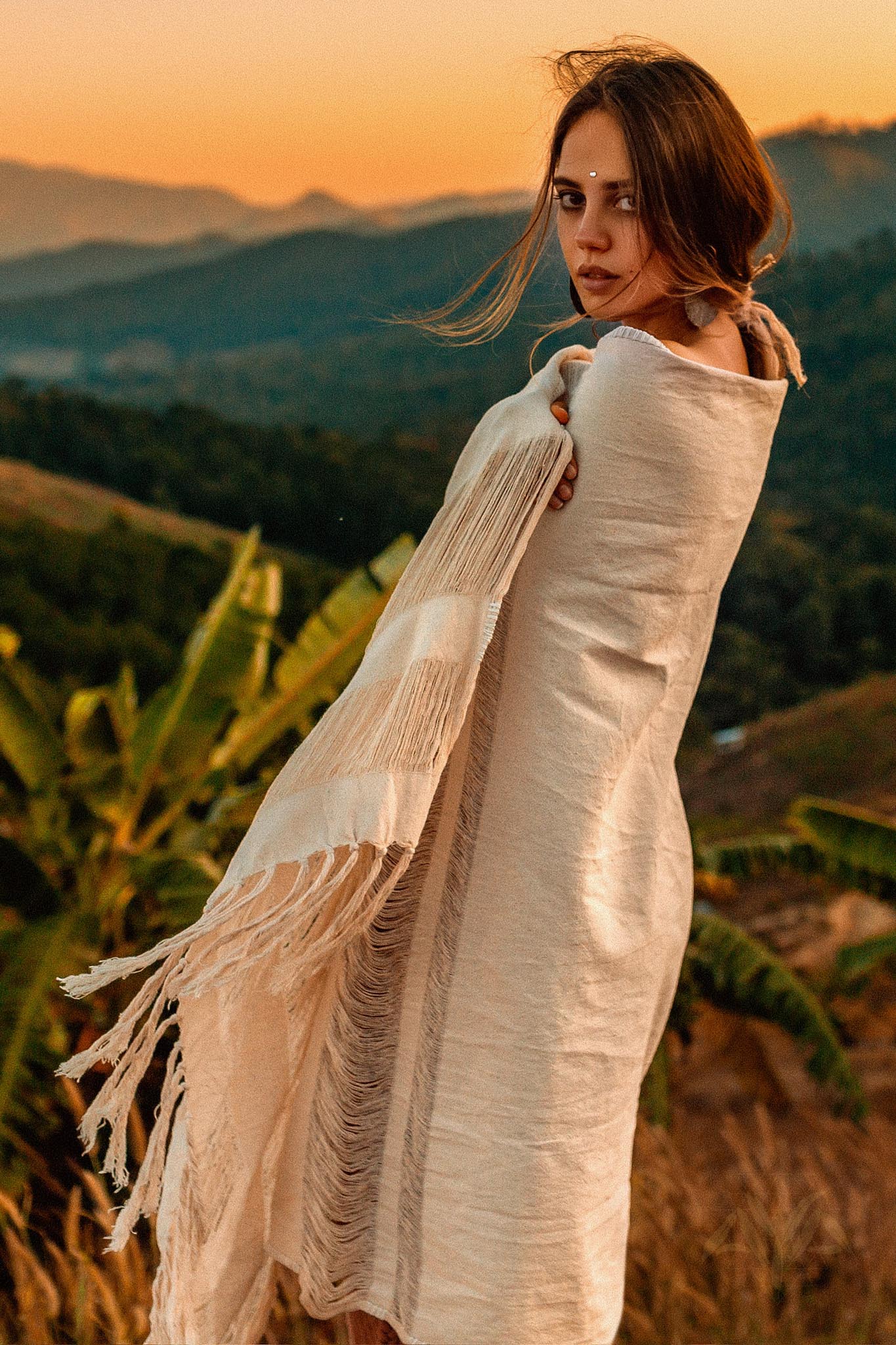 Boho Fringe Shawl • Cotton Scarf • Organic Wedding Shawl - Image 4