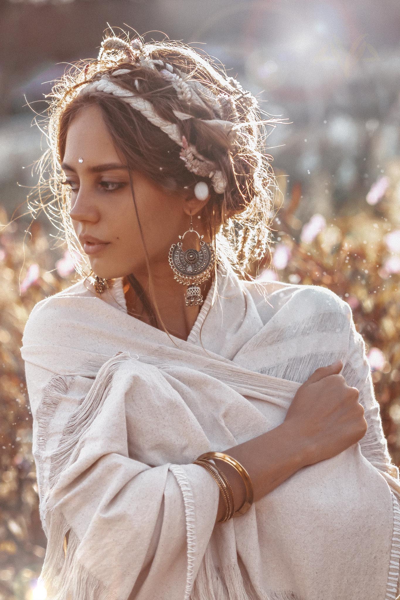 Boho Fringe Shawl • Cotton Scarf • Organic Wedding Shawl - Image 5