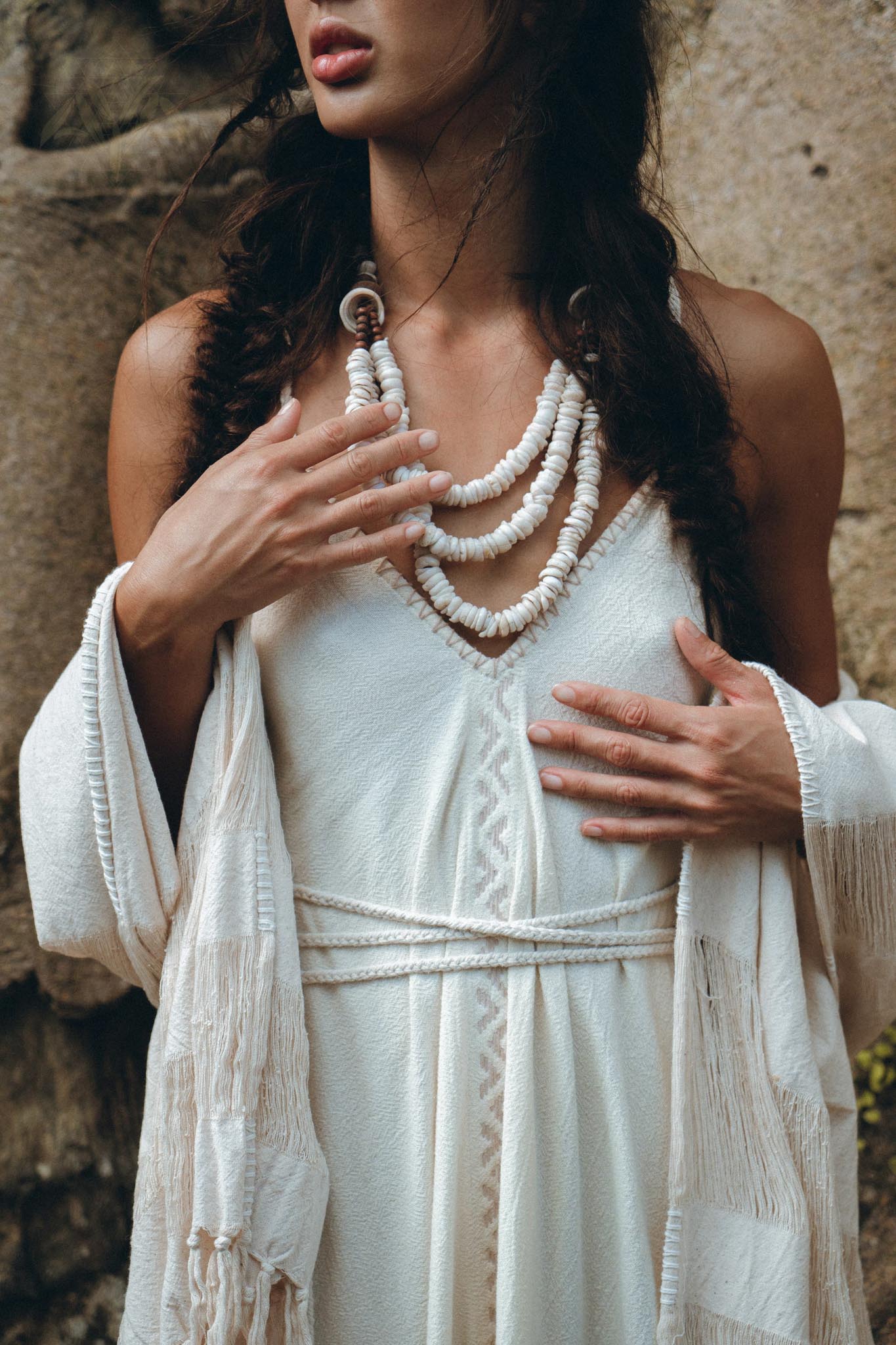 Boho Fringe Shawl • Cotton Scarf • Organic Wedding Shawl - Image 8