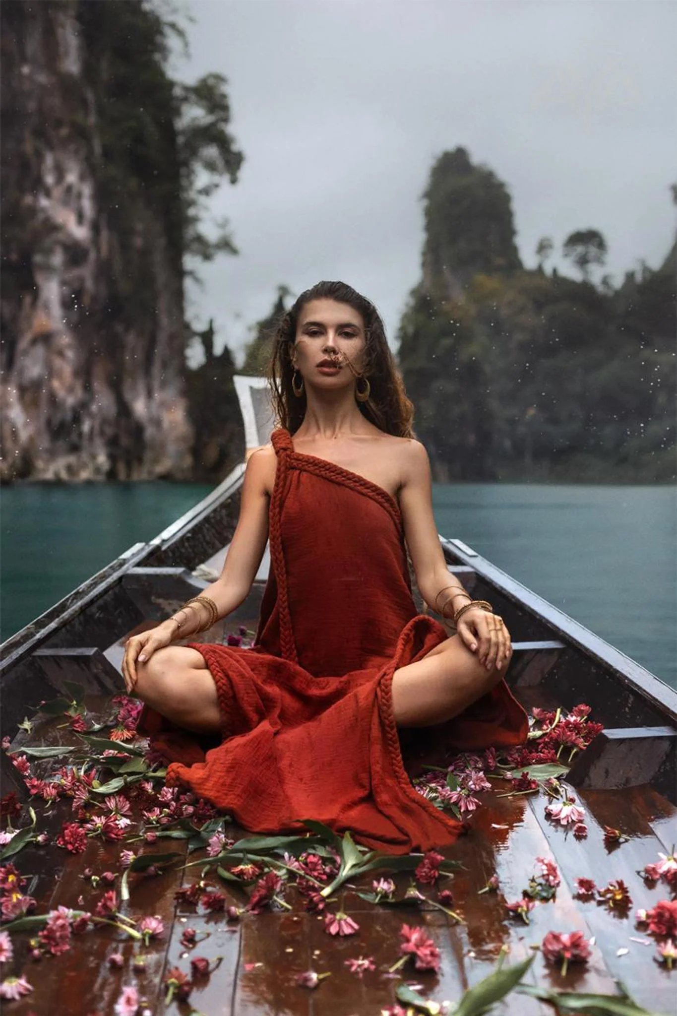 Red Aurora Greek Goddess Dress • Boho Macrame Dress • Boho Sustainable Dress - Image 2