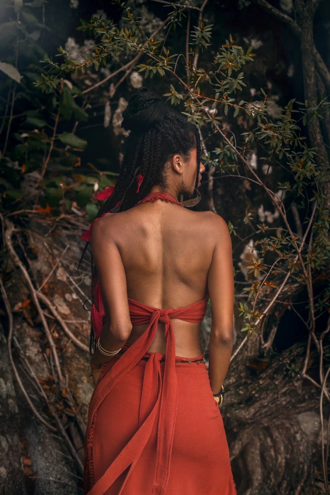 Red Boho Crop Top • Bohemian Top with Handmade Knots - Image 7