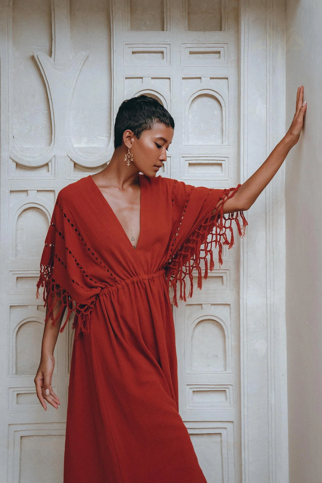 Red Boho Dress • Boho Dress for Women • Red Maxi Bridesmaid Dress - Image 2