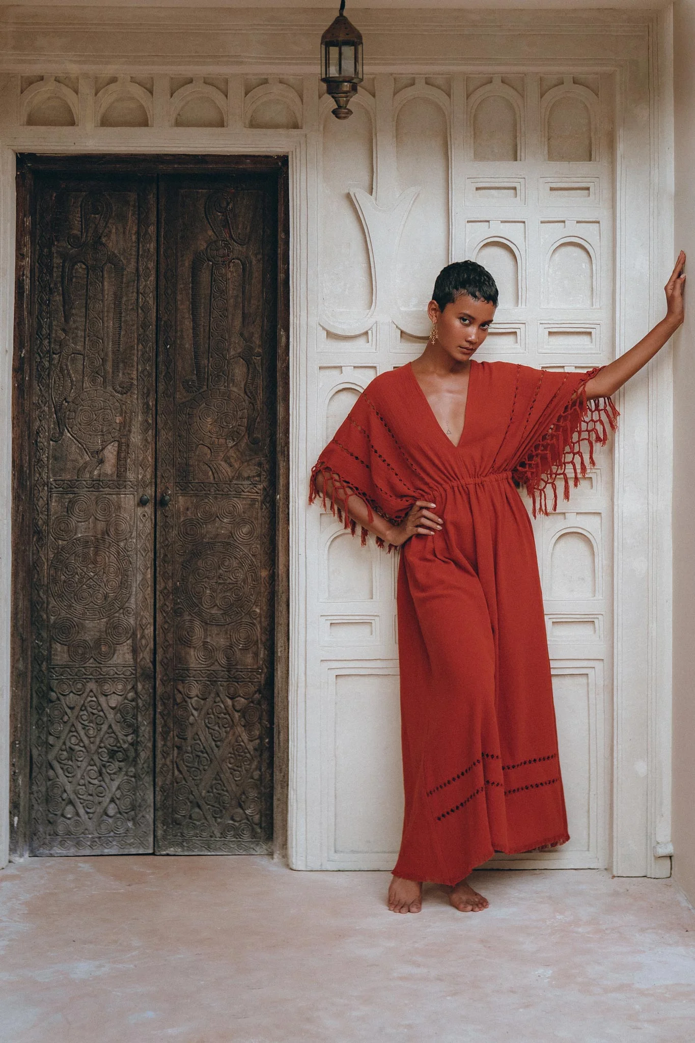 Red Boho Dress • Boho Dress for Women • Red Maxi Bridesmaid Dress - Image 3