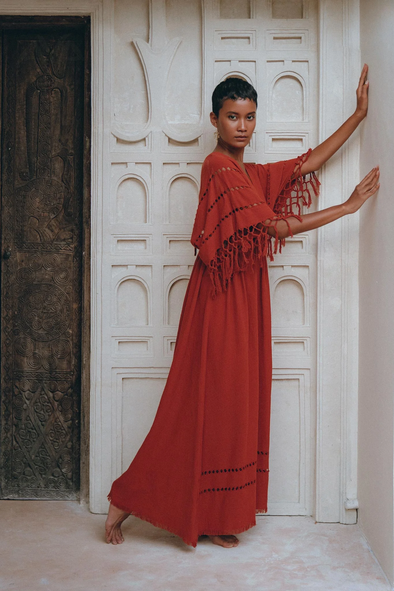 Red Boho Dress • Boho Dress for Women • Red Maxi Bridesmaid Dress - Image 5