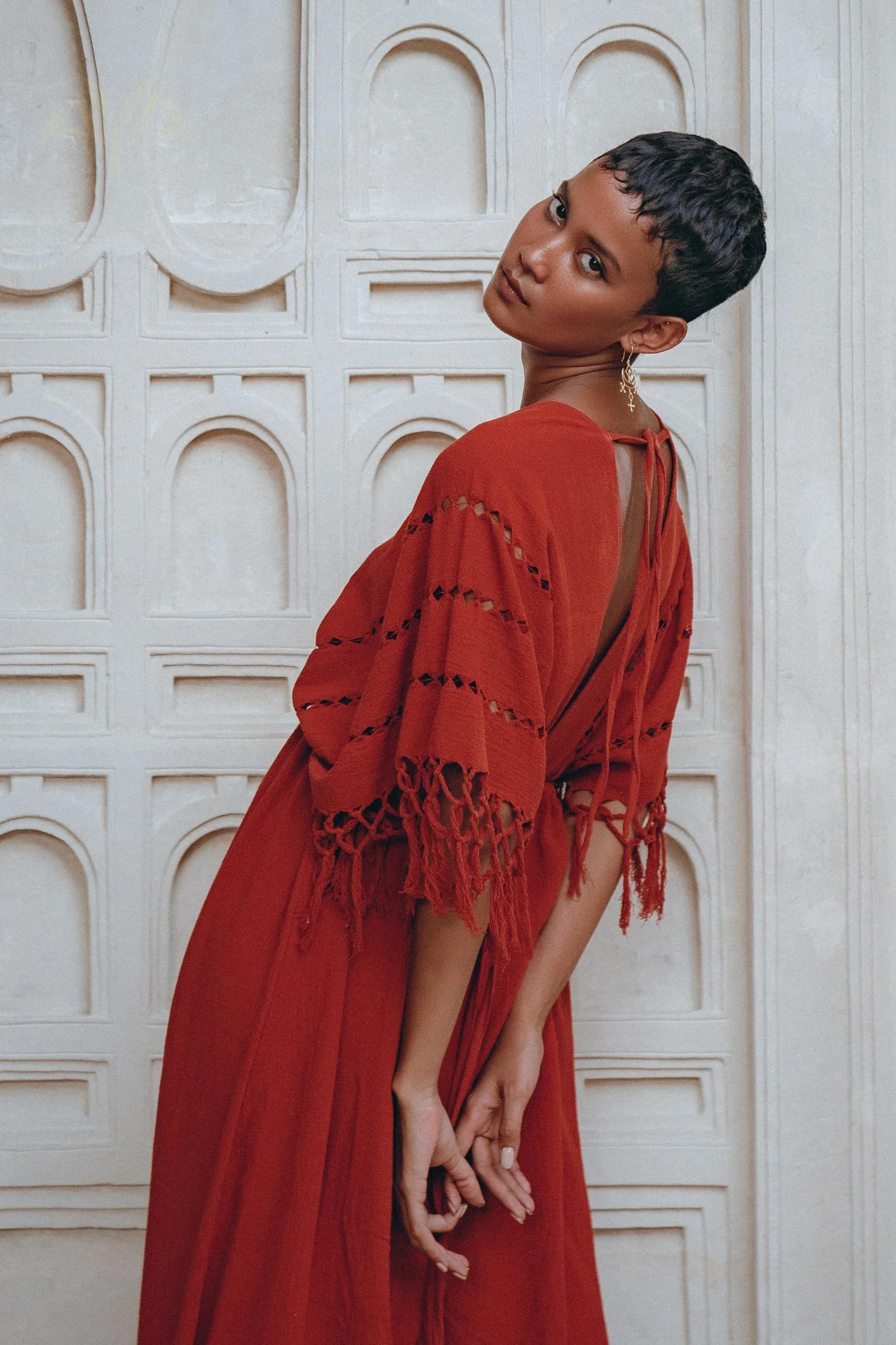Red Boho Dress • Boho Dress for Women • Red Maxi Bridesmaid Dress - Image 6