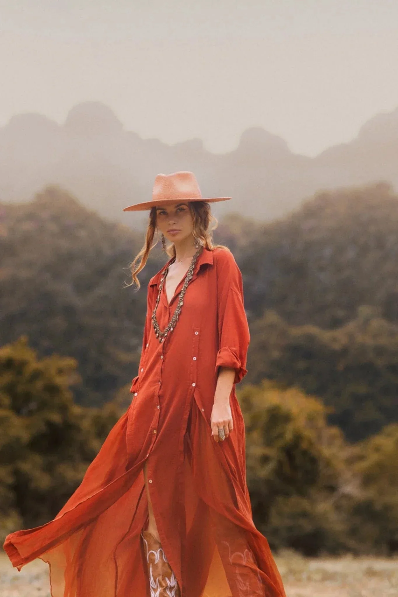 Red Kannika Shirt Dress • Adjustable Kaftan Dress • Multiway Button Down Dress - Image 4