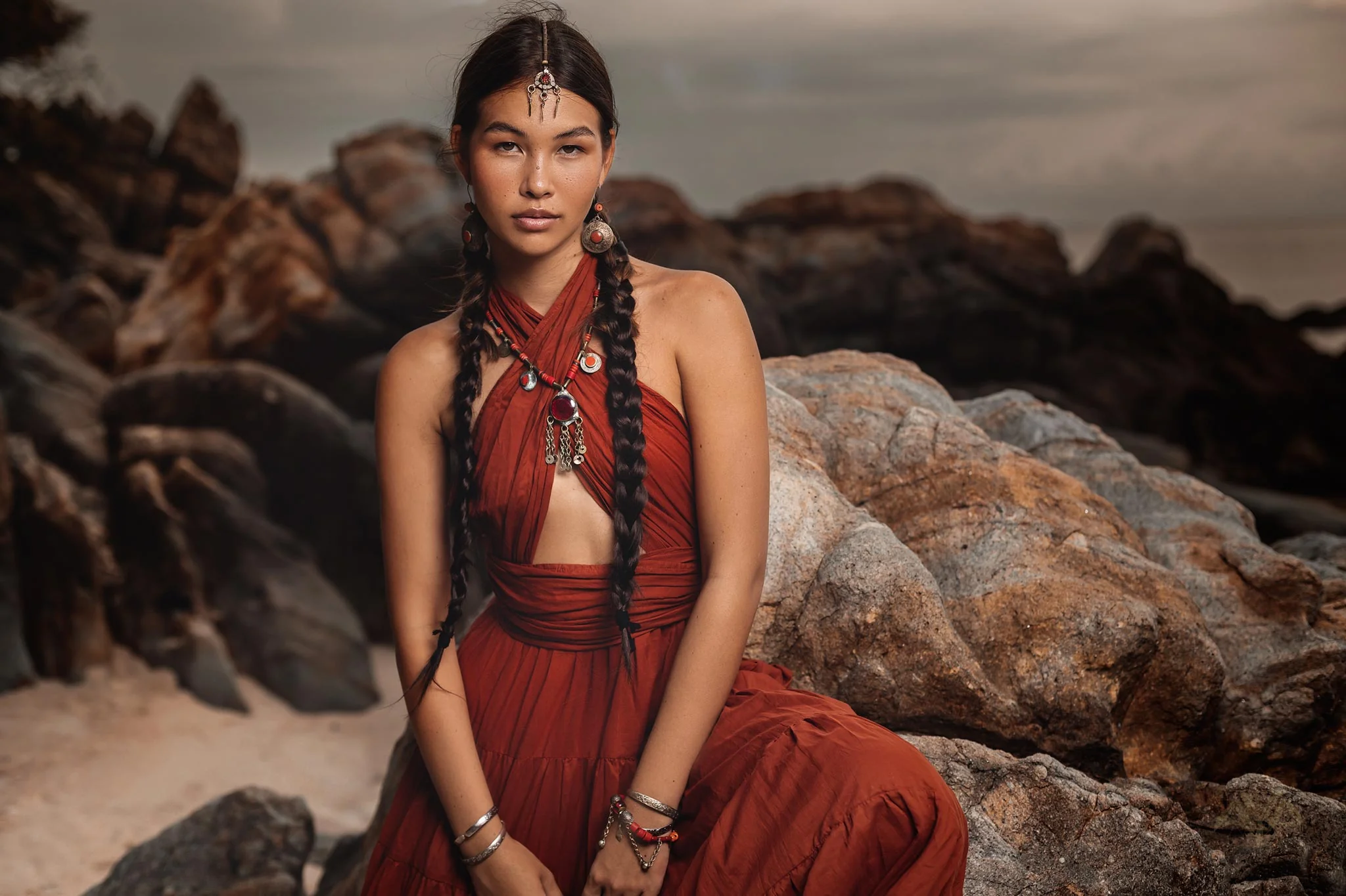 Red Multiway Dress • Beach Adjustable Dress • Boho Sleeveless Dress - Image 2