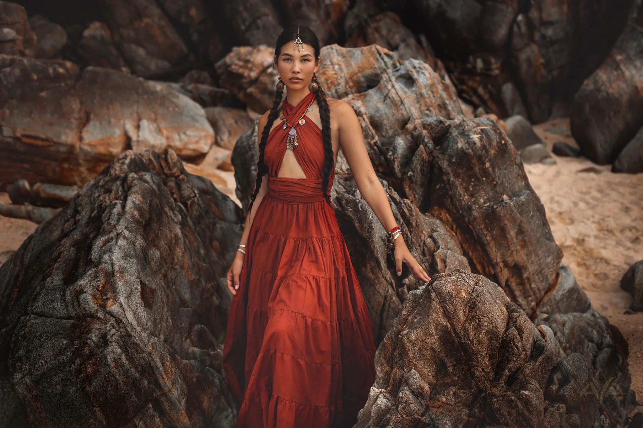 Red Multiway Dress • Beach Adjustable Dress • Boho Sleeveless Dress - Image 3