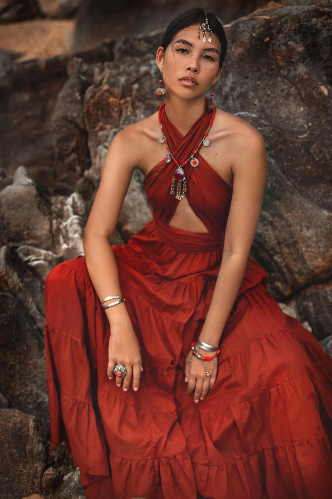 Red Multiway Dress • Beach Adjustable Dress • Boho Sleeveless Dress - Image 4