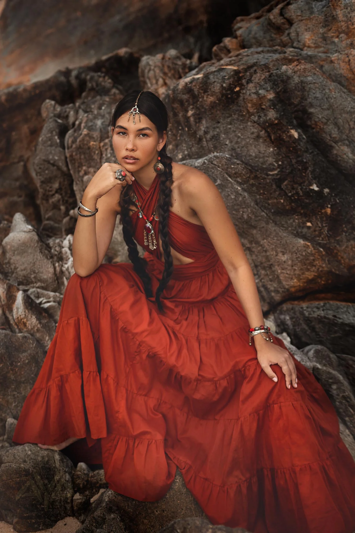 Red Multiway Dress • Beach Adjustable Dress • Boho Sleeveless Dress - Image 5