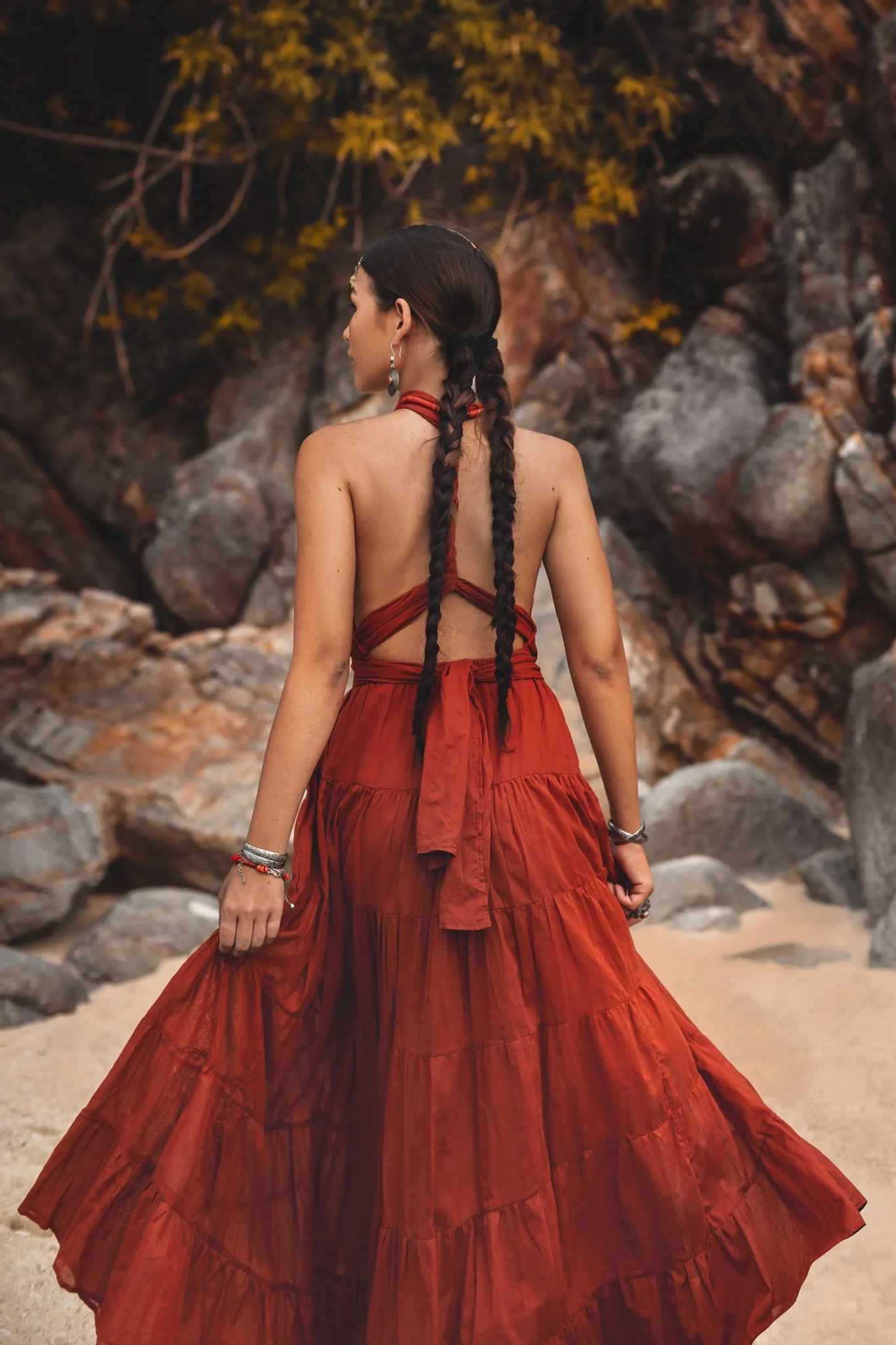Red Multiway Dress • Beach Adjustable Dress • Boho Sleeveless Dress - Image 8