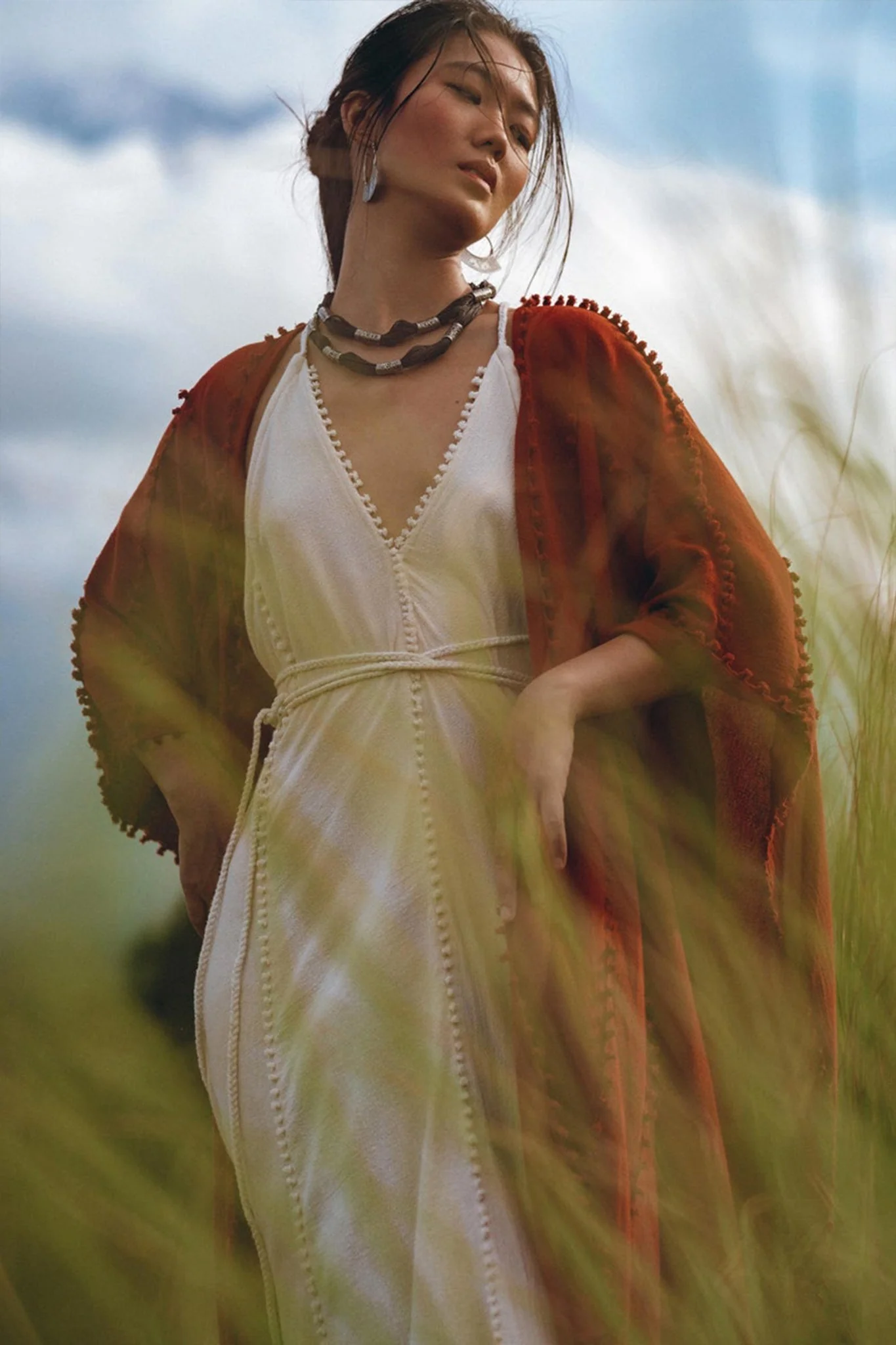 Red Poncho Robe • Boho Cape for Women • Bohemian Kimono Overcoat - Image 7