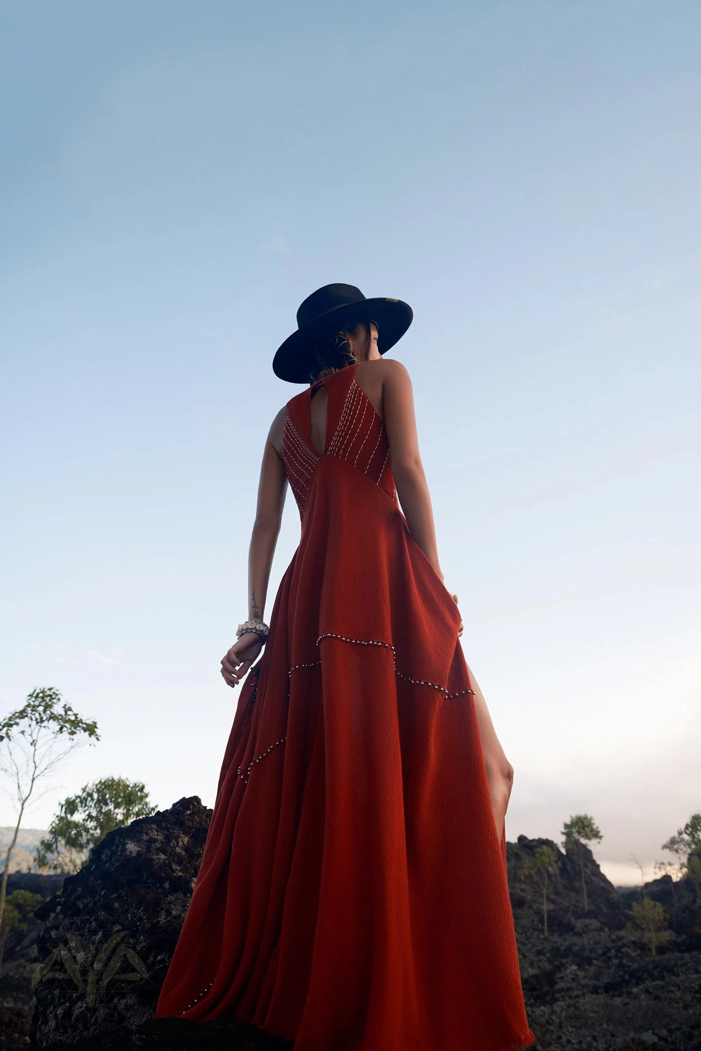 Red Bhakti Dress • Boho A Line Goddess Dress • Minimalist Cocktail Dress - Image 10