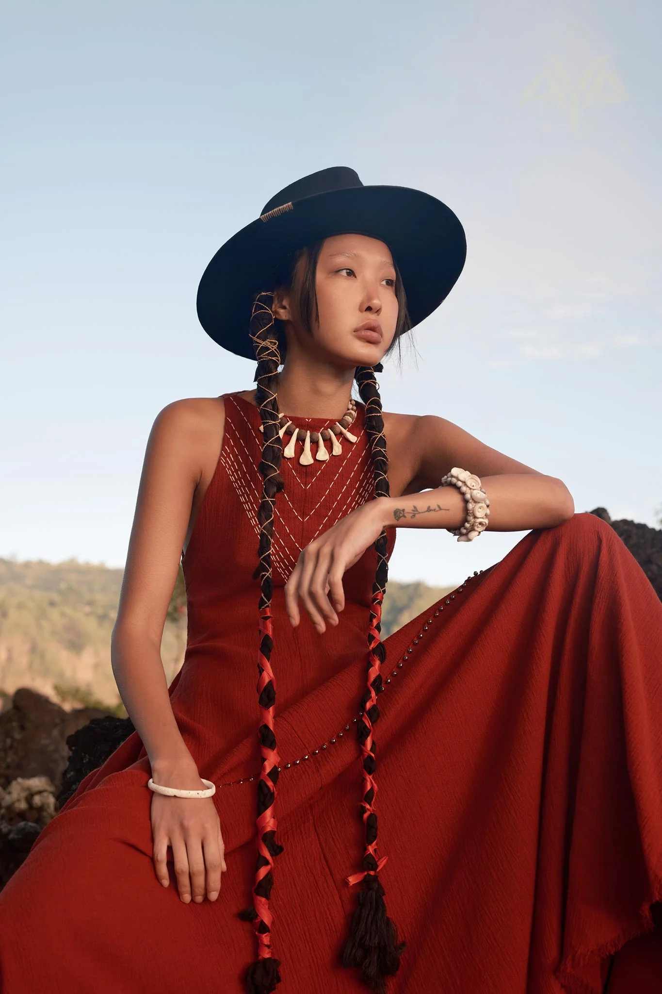Red Bhakti Dress • Boho A Line Goddess Dress • Minimalist Cocktail Dress - Image 2