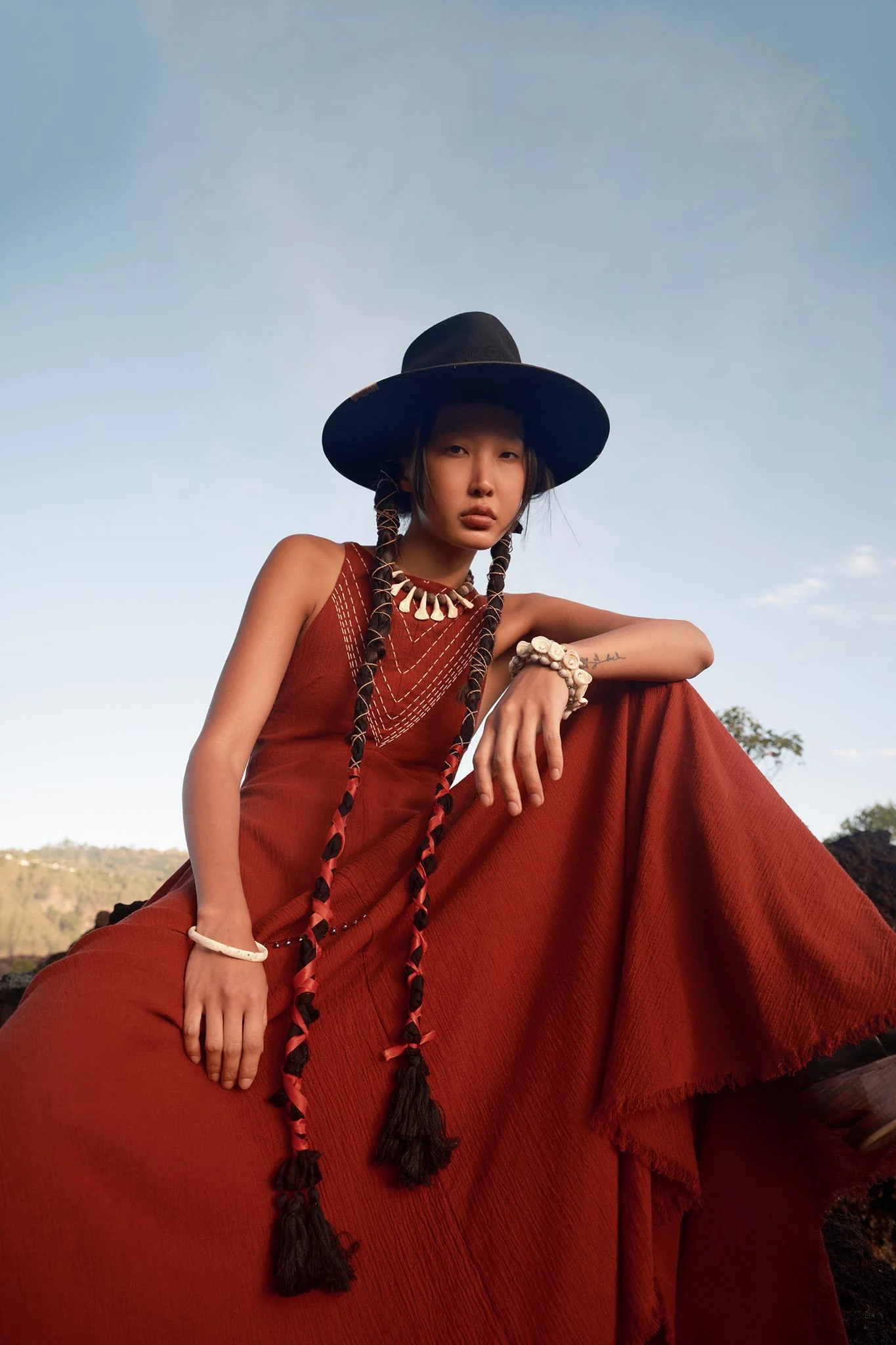 Red Bhakti Dress • Boho A Line Goddess Dress • Minimalist Cocktail Dress - Image 3