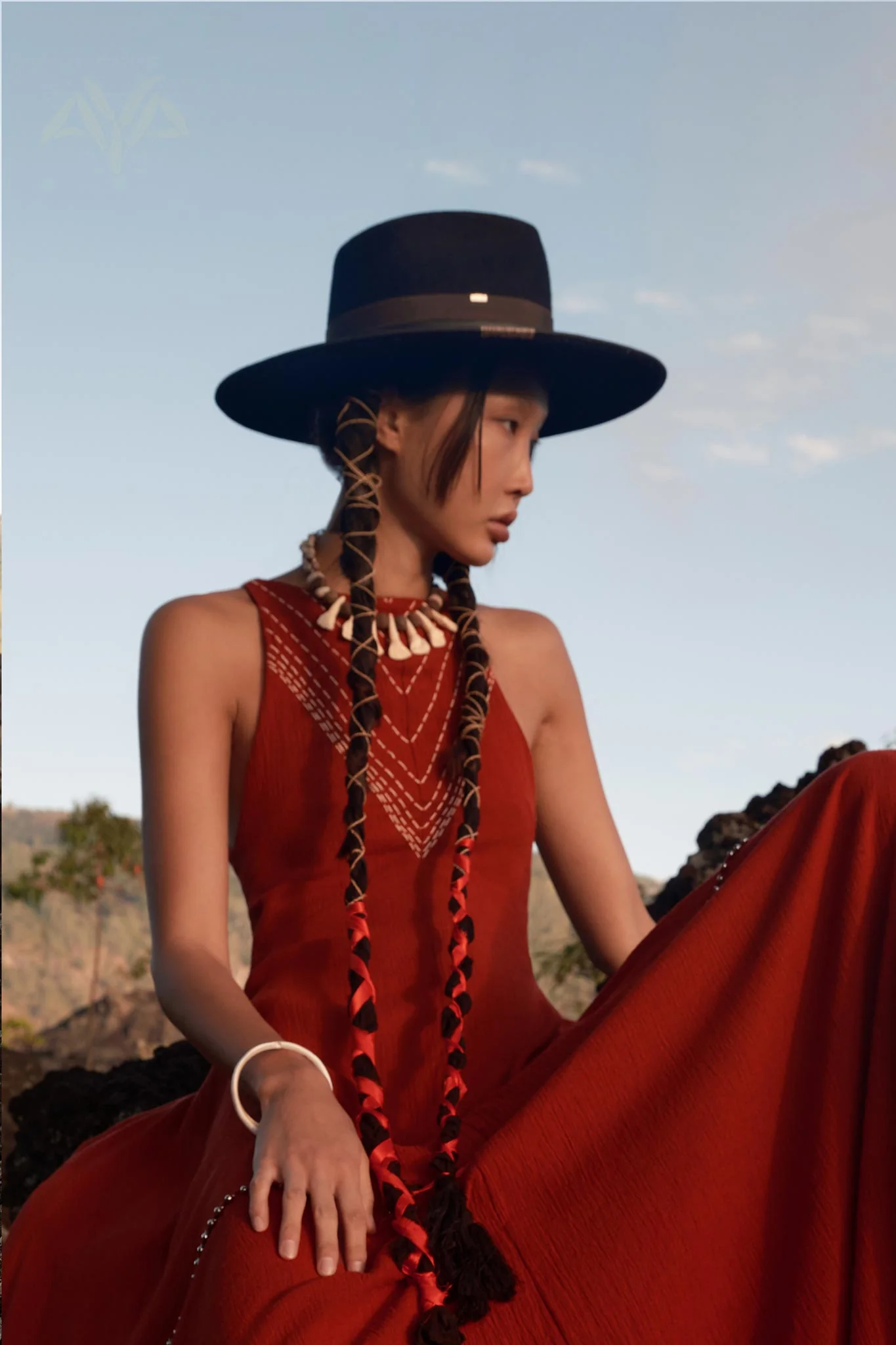 Red Bhakti Dress • Boho A Line Goddess Dress • Minimalist Cocktail Dress - Image 5