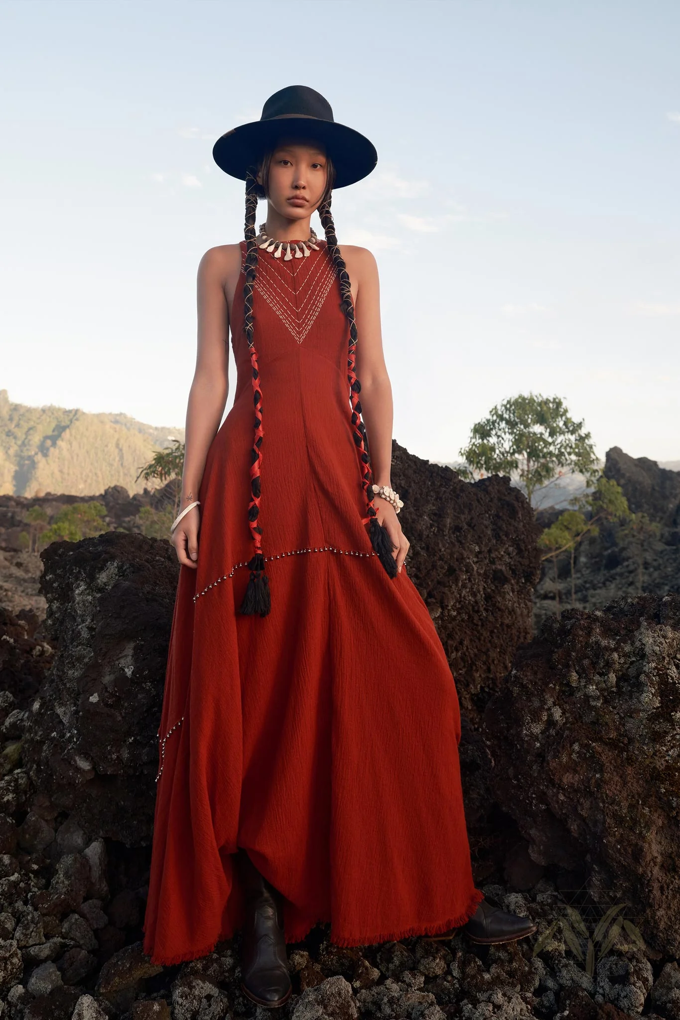 Red Bhakti Dress • Boho A Line Goddess Dress • Minimalist Cocktail Dress - Image 6