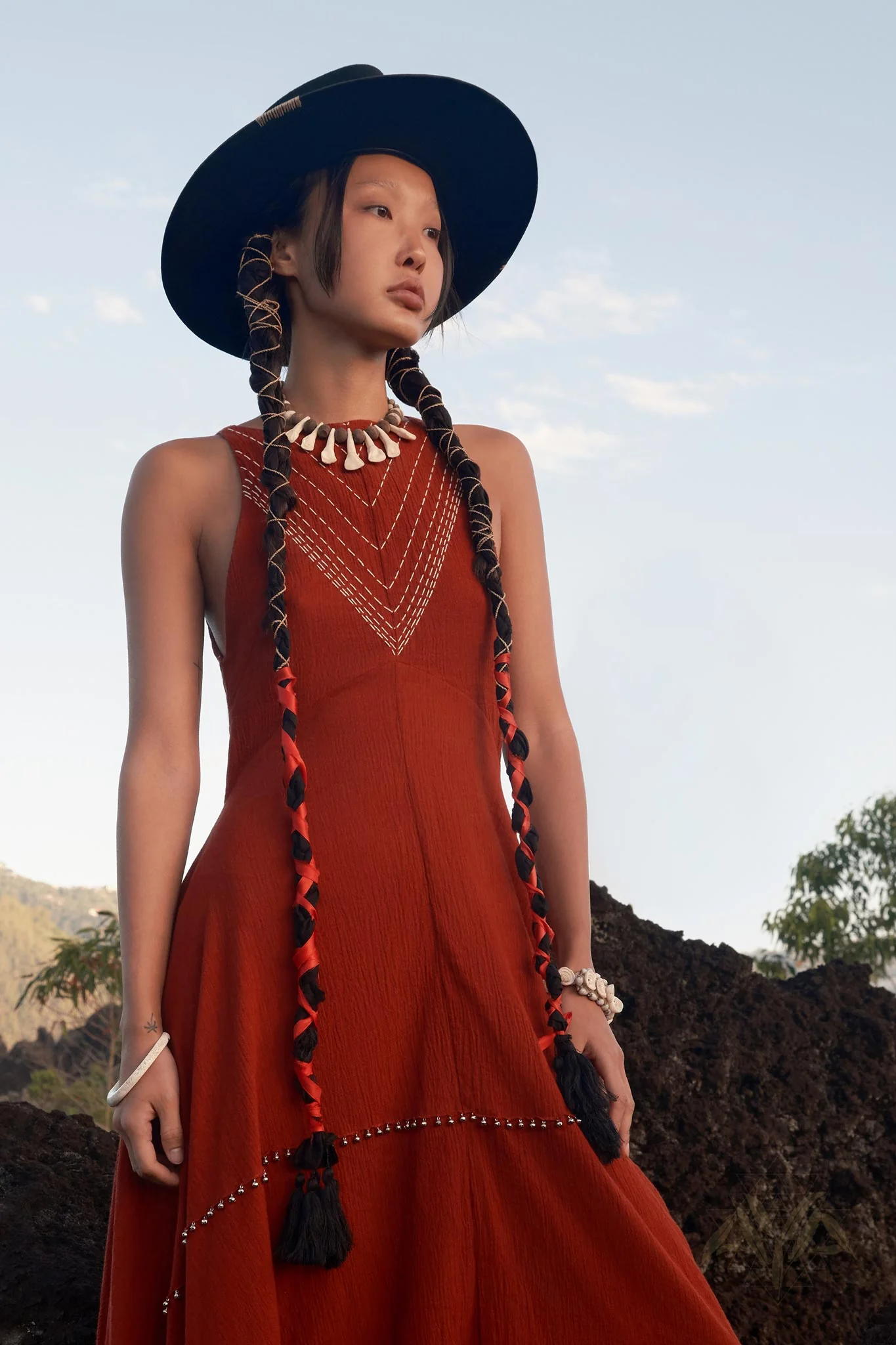 Red Bhakti Dress • Boho A Line Goddess Dress • Minimalist Cocktail Dress - Image 8