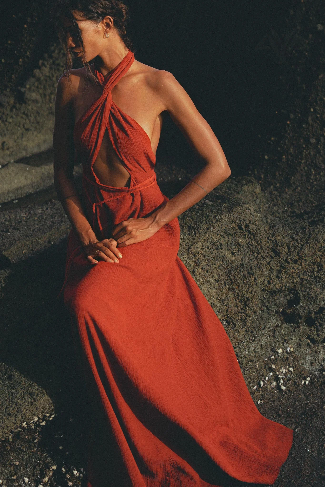 Red Rose Harmonia Dress • Goddess Dress • Open Belly Sexy Dress • Organic Adjustable Dress - Image 7