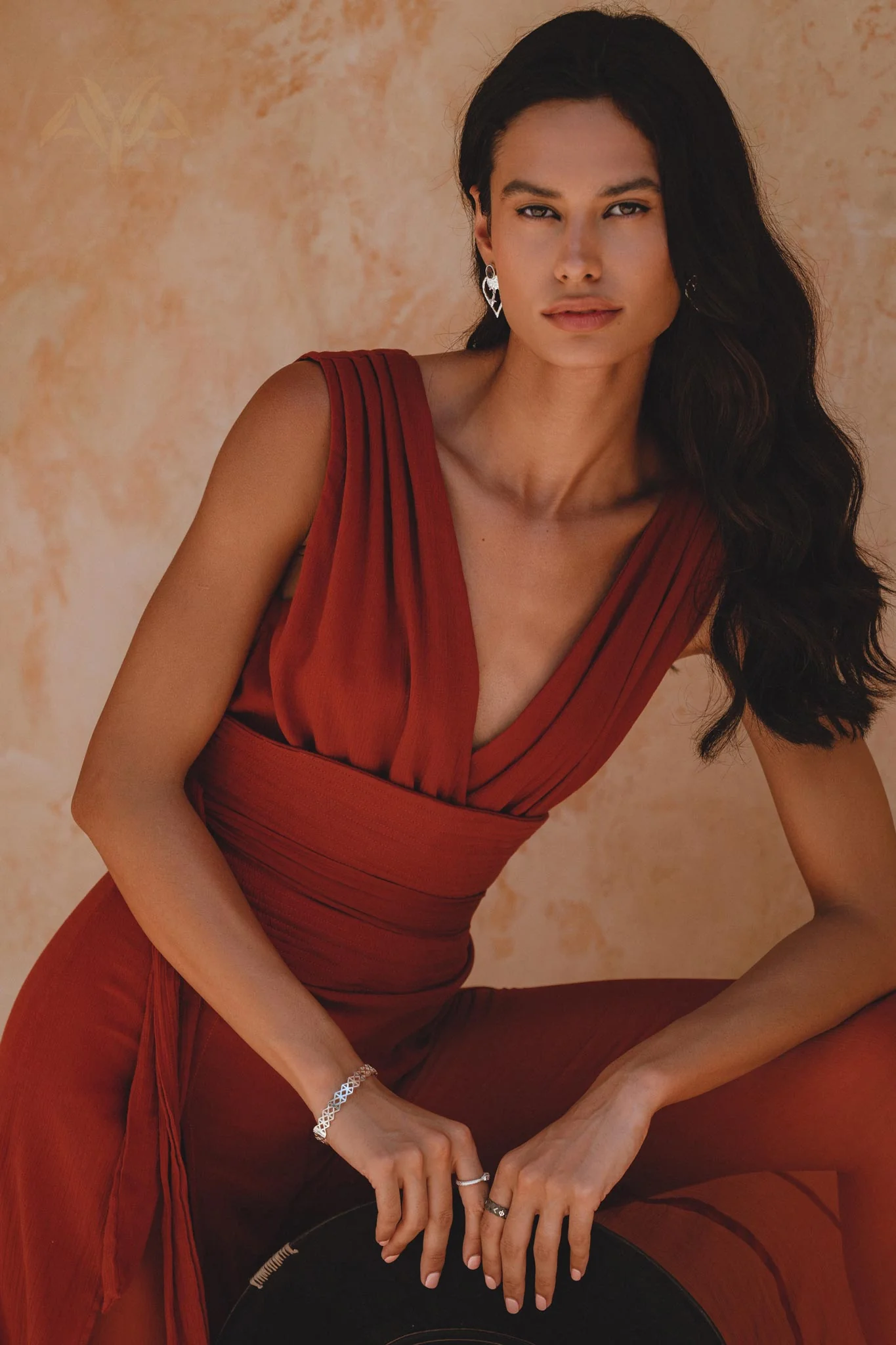 Elegant Organic Cotton & Silk Wide-Leg Jumpsuit - Red Rose - Image 8