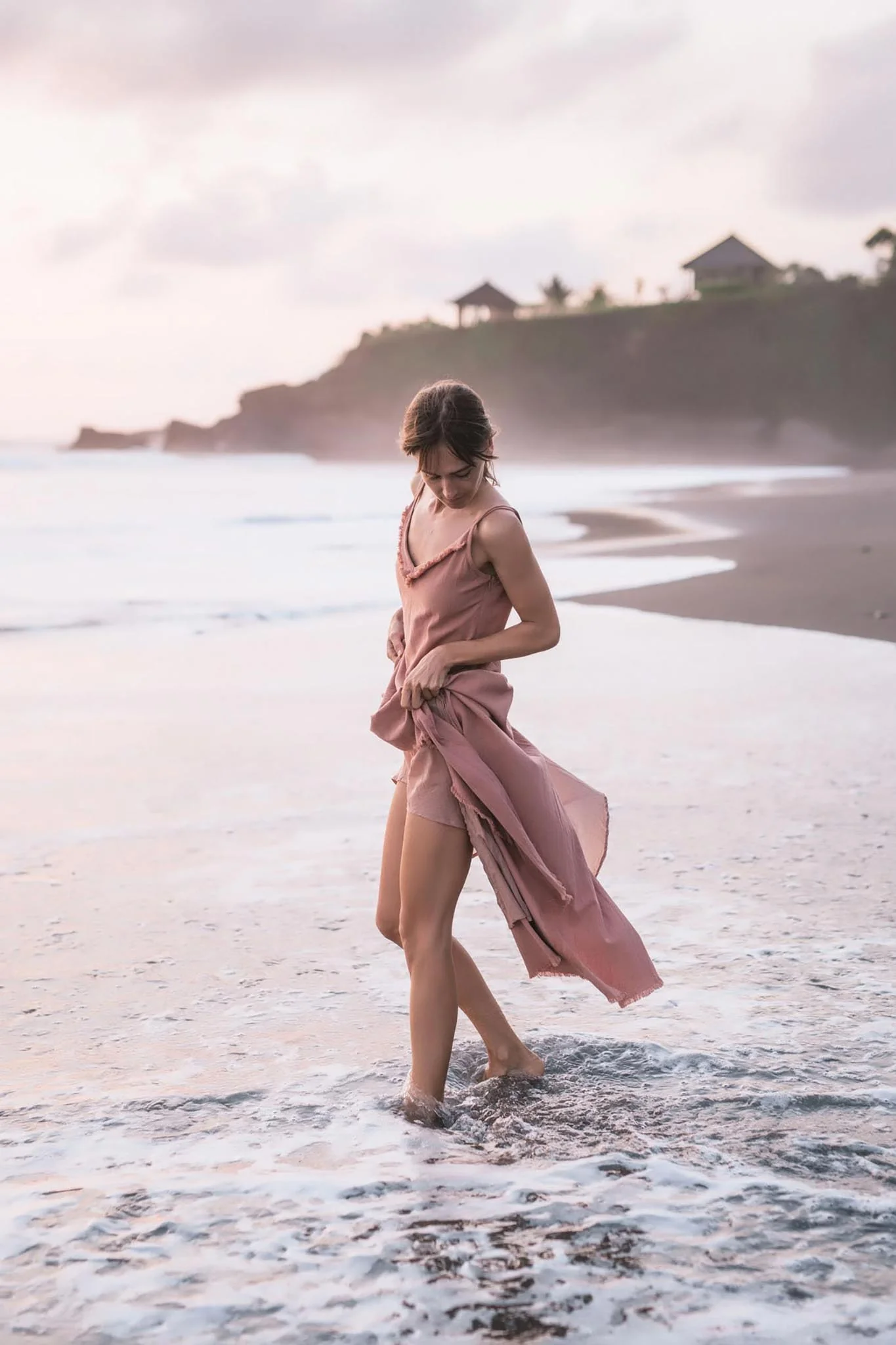 Rose Bridesmaid Dress • Midi Pink Casual Dress - Image 3