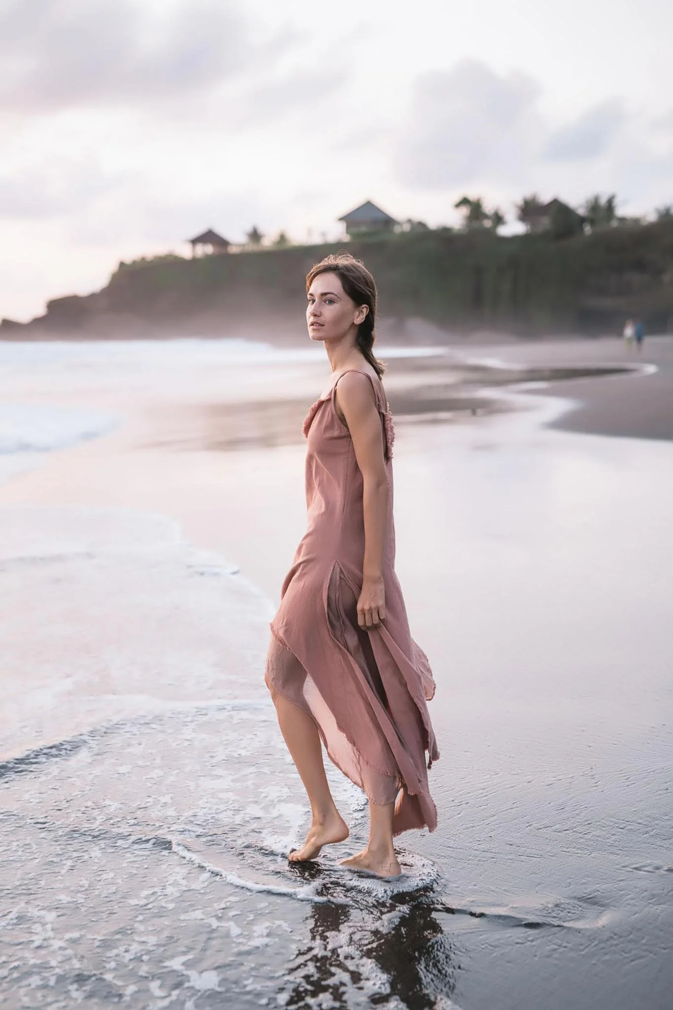 Rose Bridesmaid Dress • Midi Pink Casual Dress - Image 4