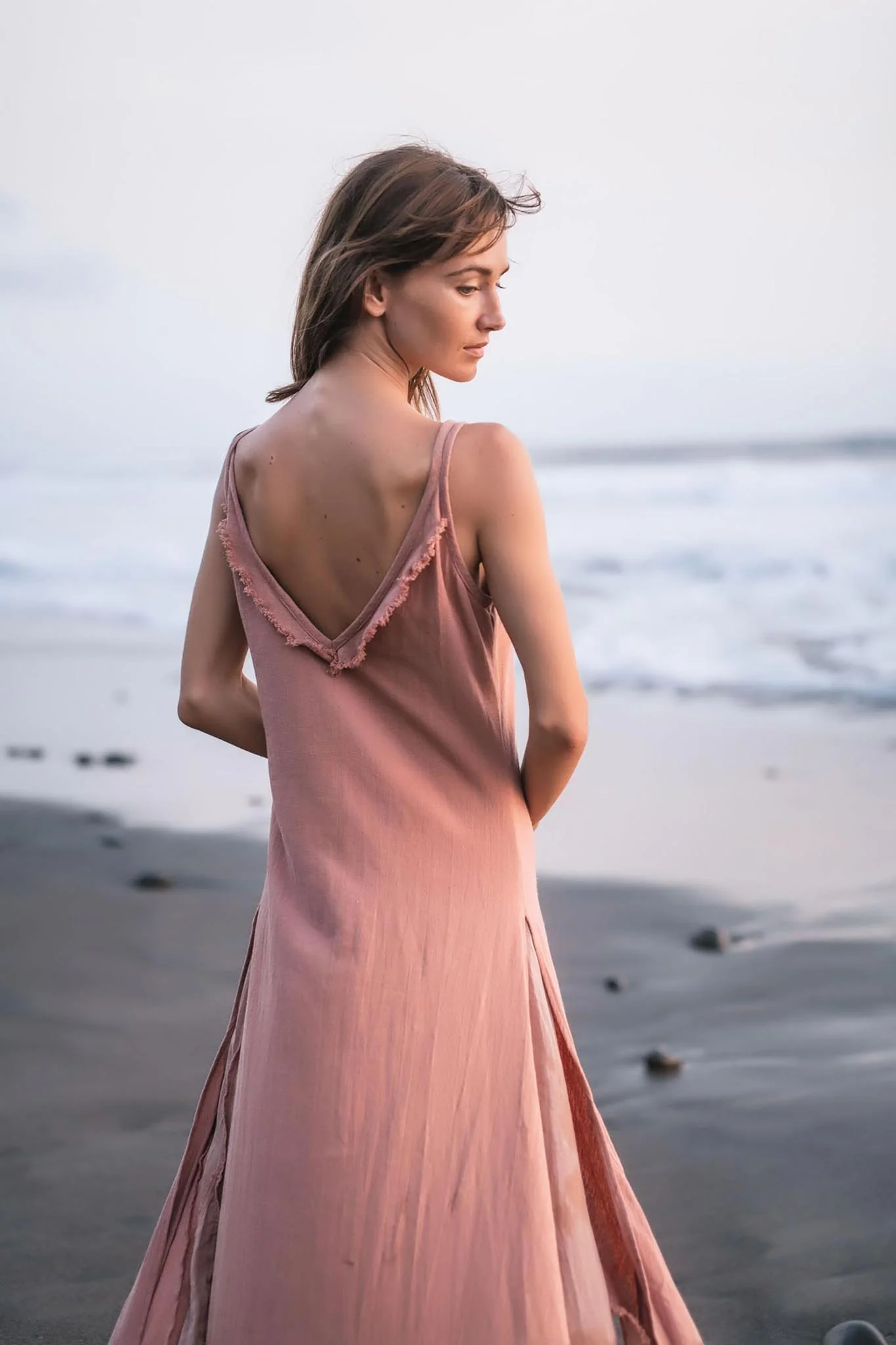 Rose Bridesmaid Dress • Midi Pink Casual Dress - Image 6