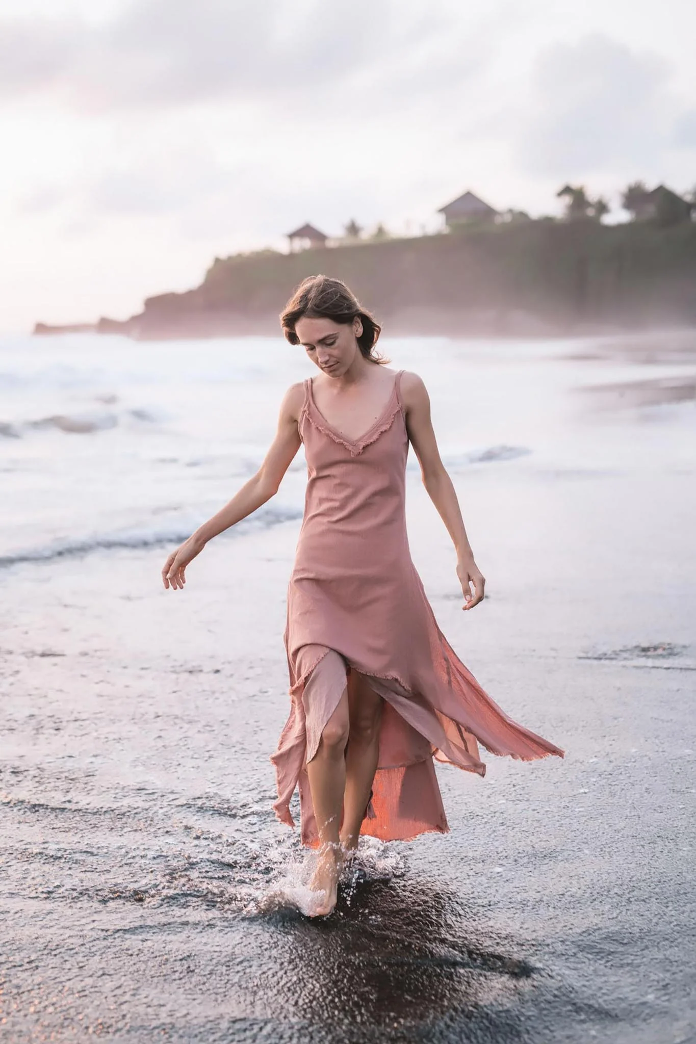Rose Bridesmaid Dress • Midi Pink Casual Dress - Image 8
